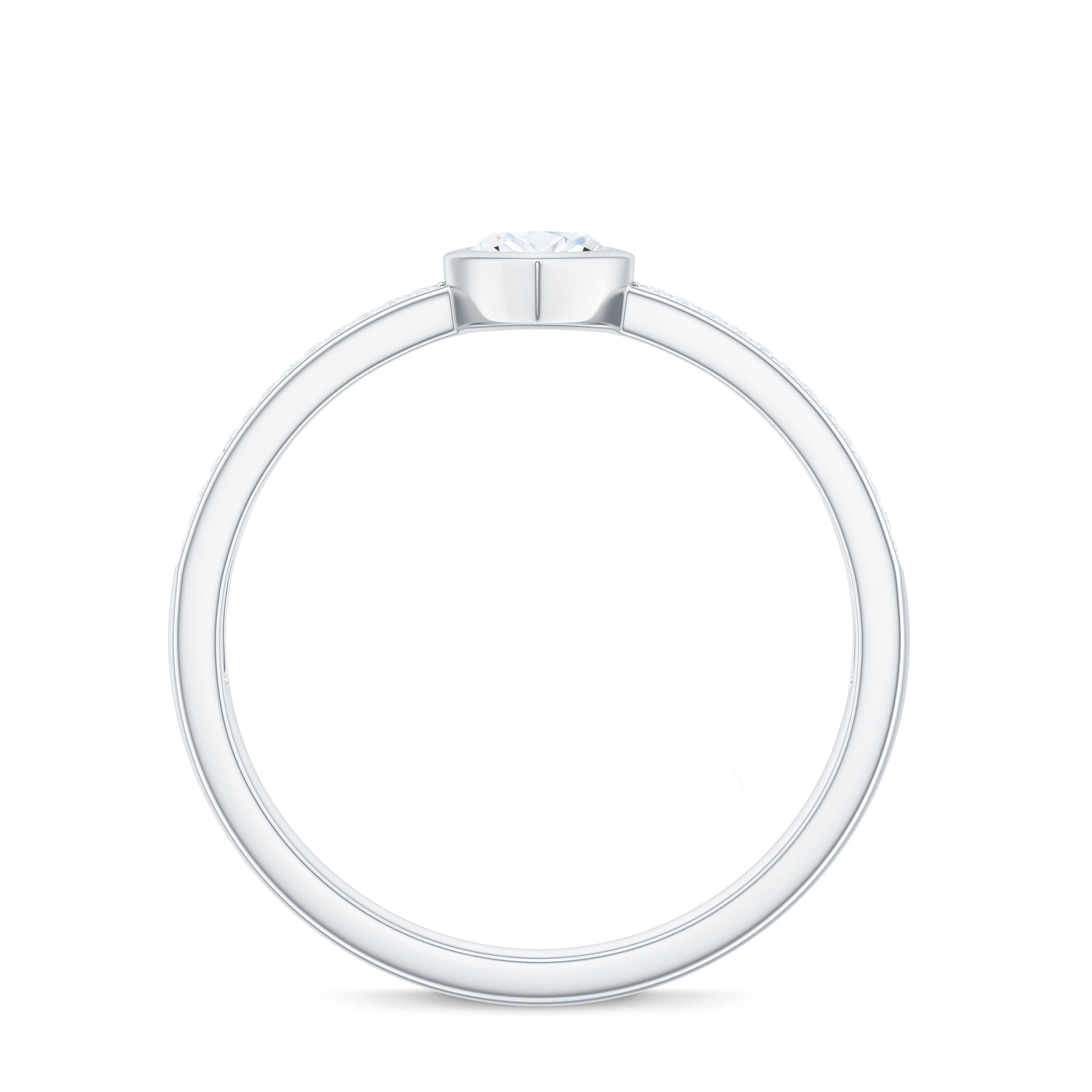 4x8mm Marquise Cut Moissanite Engagement Ring in Bezel Setting