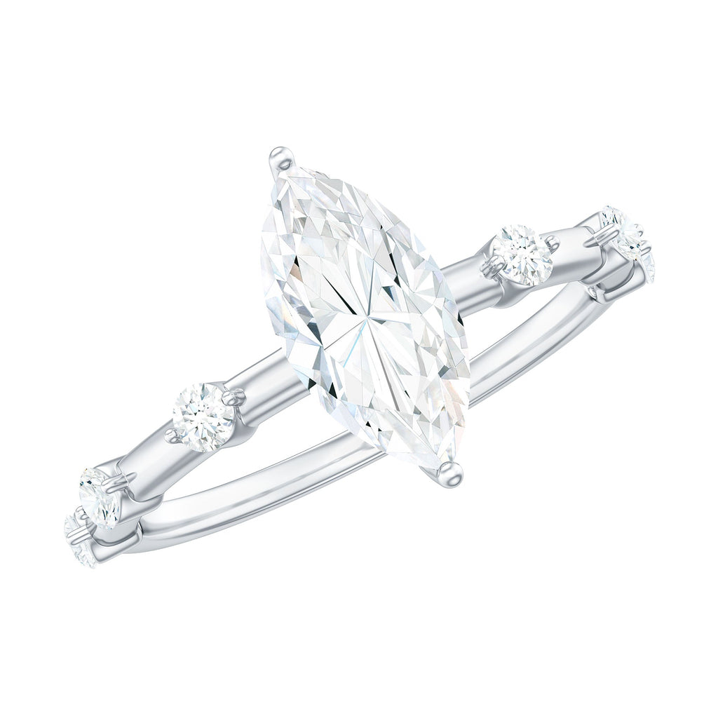 Large Marquise Cut Moissanite Solitaire Engagement Ring