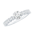 Certified 5 MM Round Moissanite Engagement Ring with Side Stones