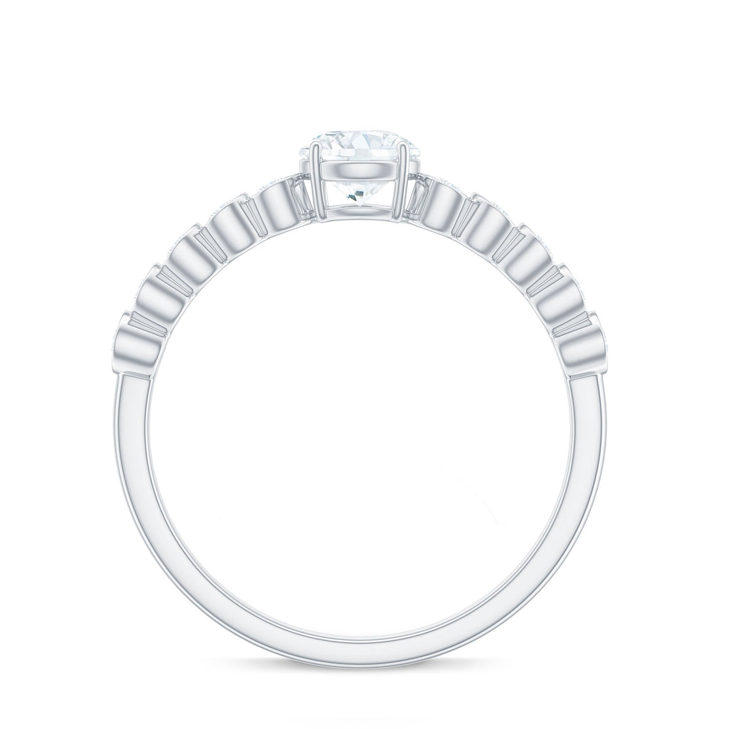 Certified 5 MM Round Moissanite Engagement Ring with Side Stones