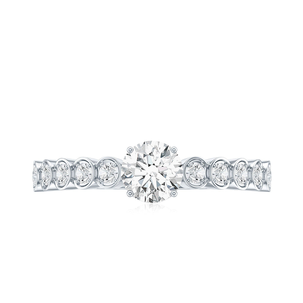 Certified 5 MM Round Moissanite Engagement Ring with Side Stones