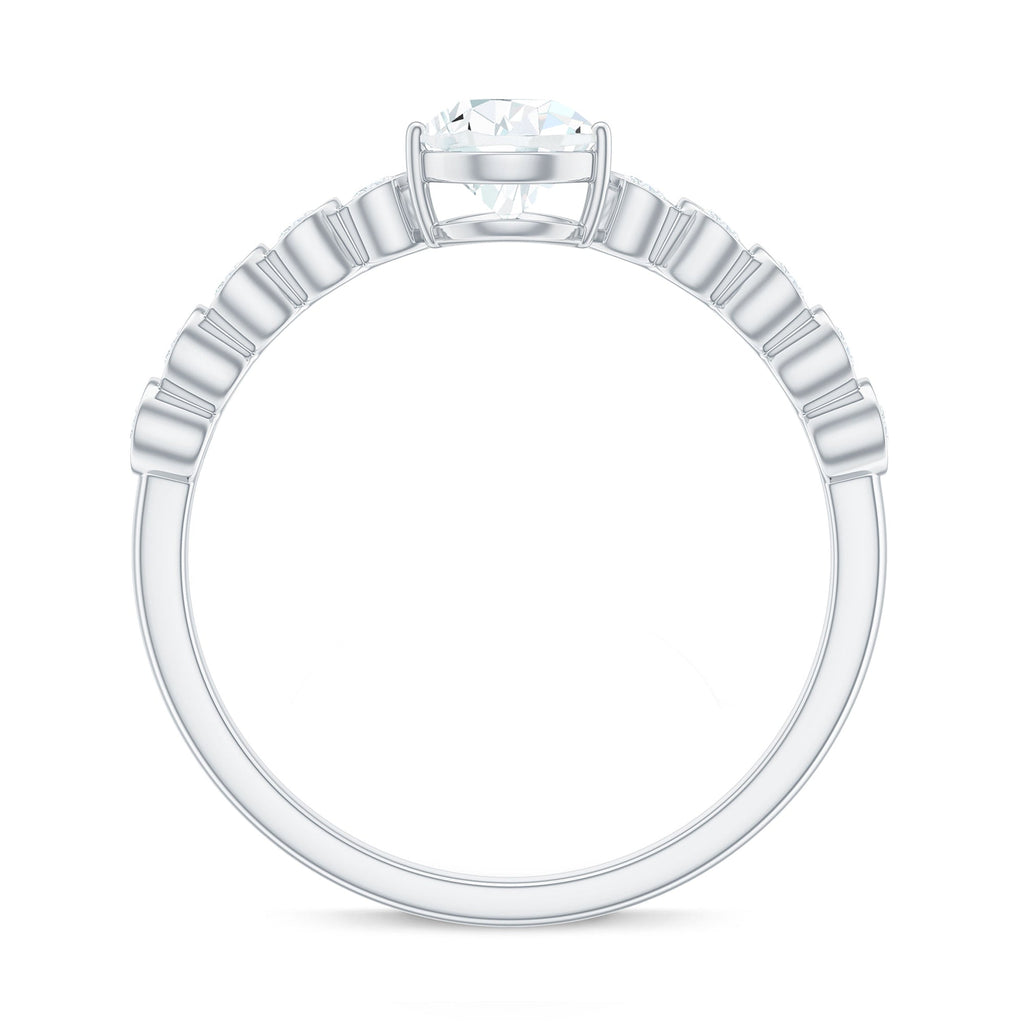 5x7mm Pear Cut Moissanite Teardrop Engagement Ring with Side Stones