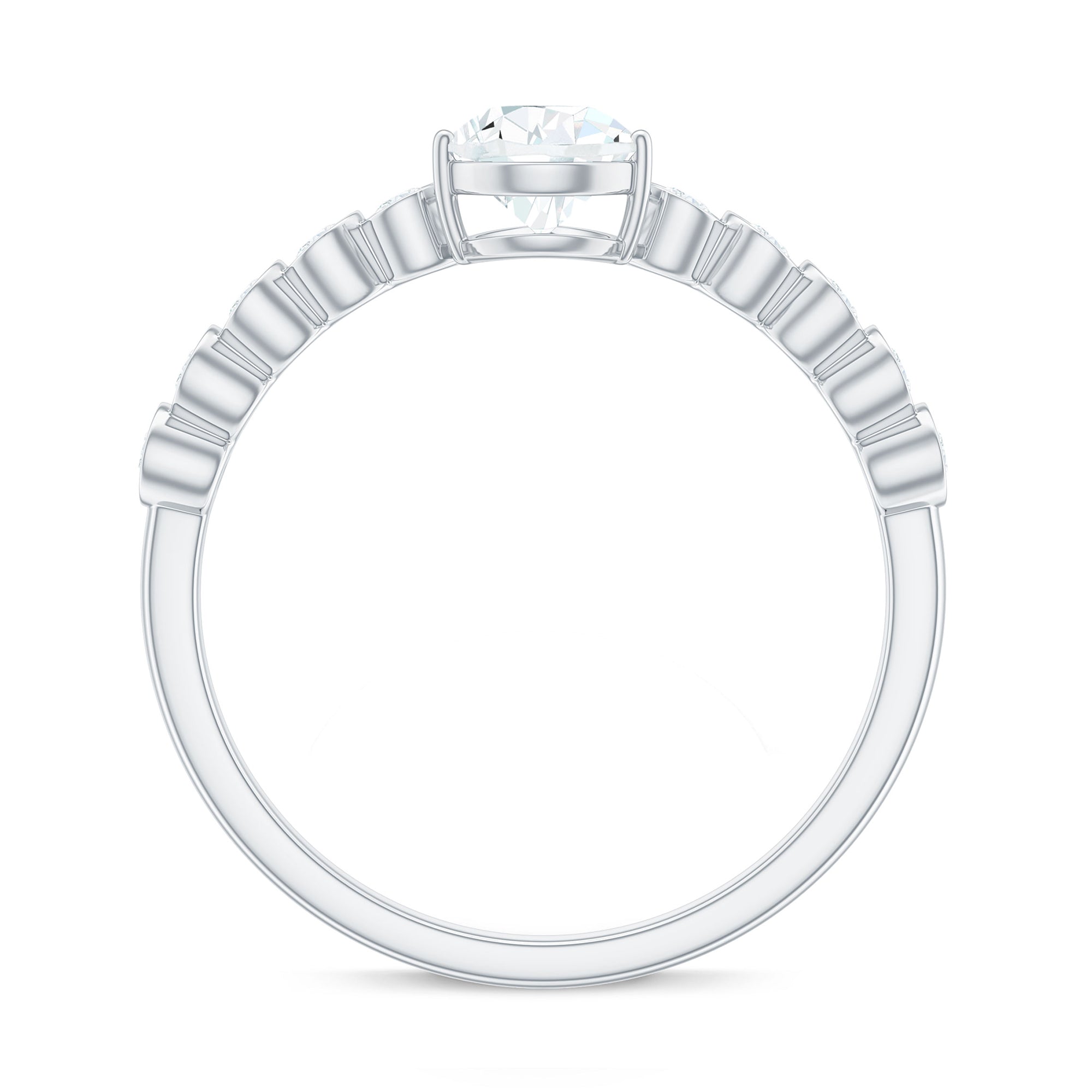5x7mm Pear Cut Moissanite Teardrop Engagement Ring with Side Stones