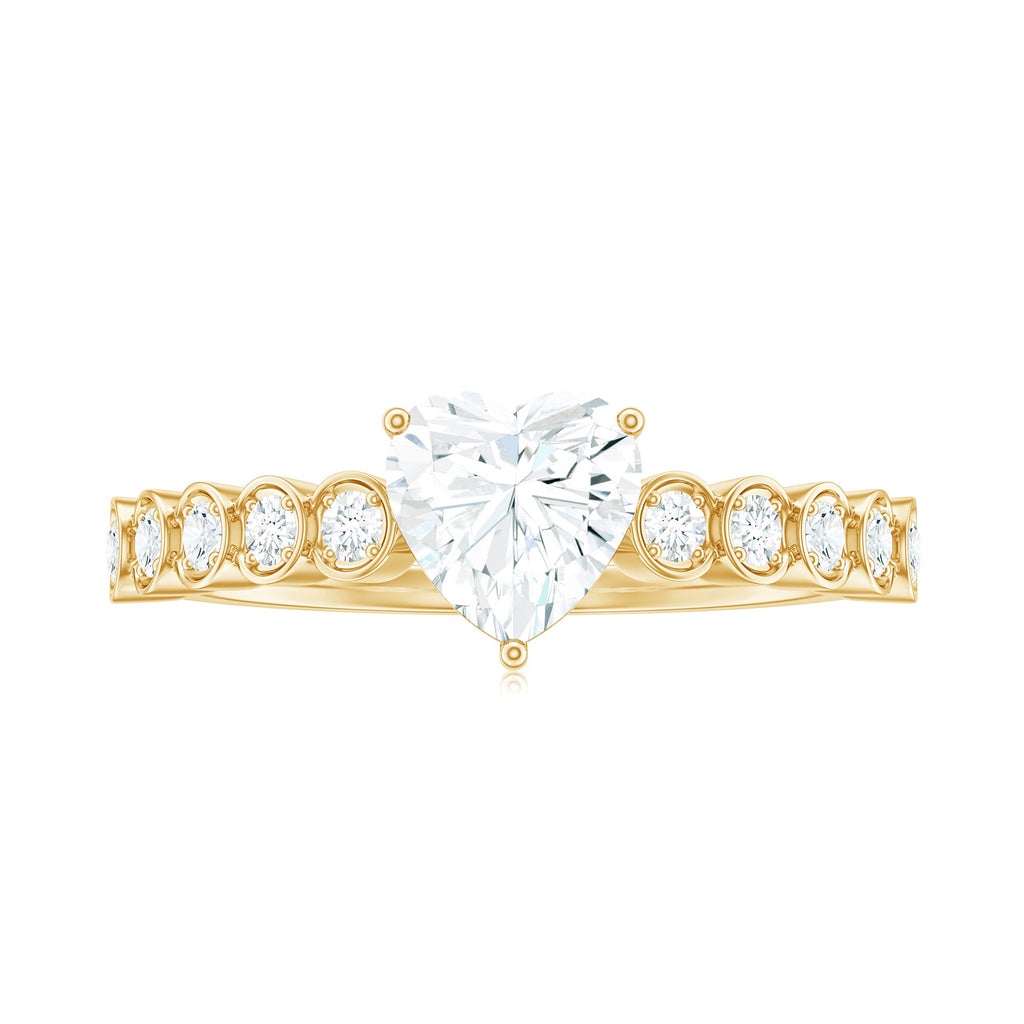 7mm Heart Shape Certified Moissanite Solitaire Engagement Ring