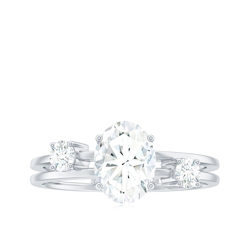 6X8mm Oval Cut Certified Moissanite Solitaire Engagement Ring