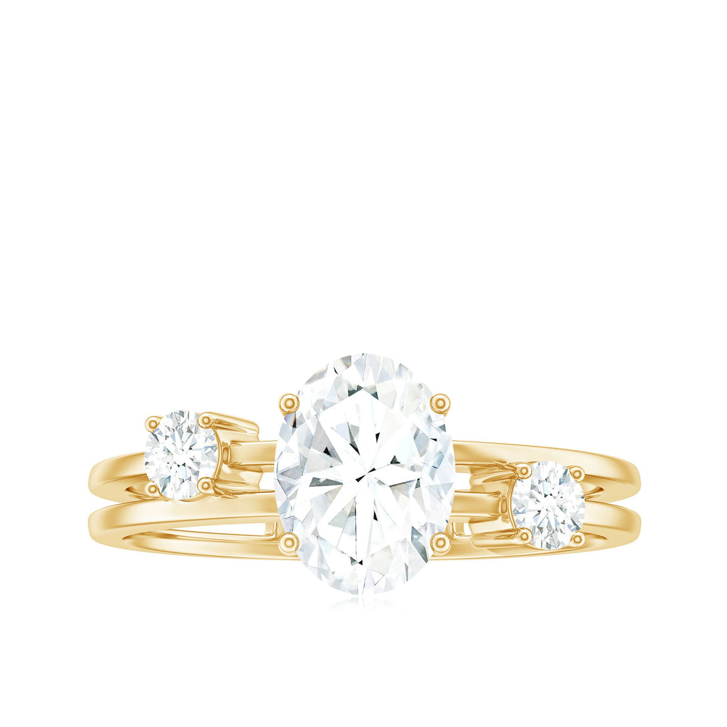 6X8mm Oval Cut Certified Moissanite Solitaire Engagement Ring