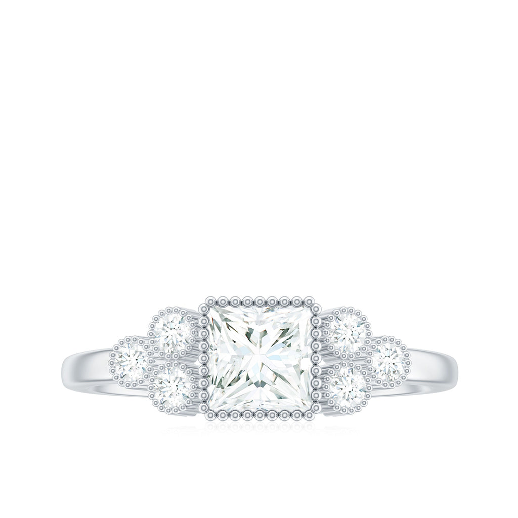 5x5mm Princess Cut Moissanite Classic Solitaire Engagement Ring