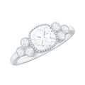 6mm Cushion Cut Moissanite Engagement Ring with Cluster Accent