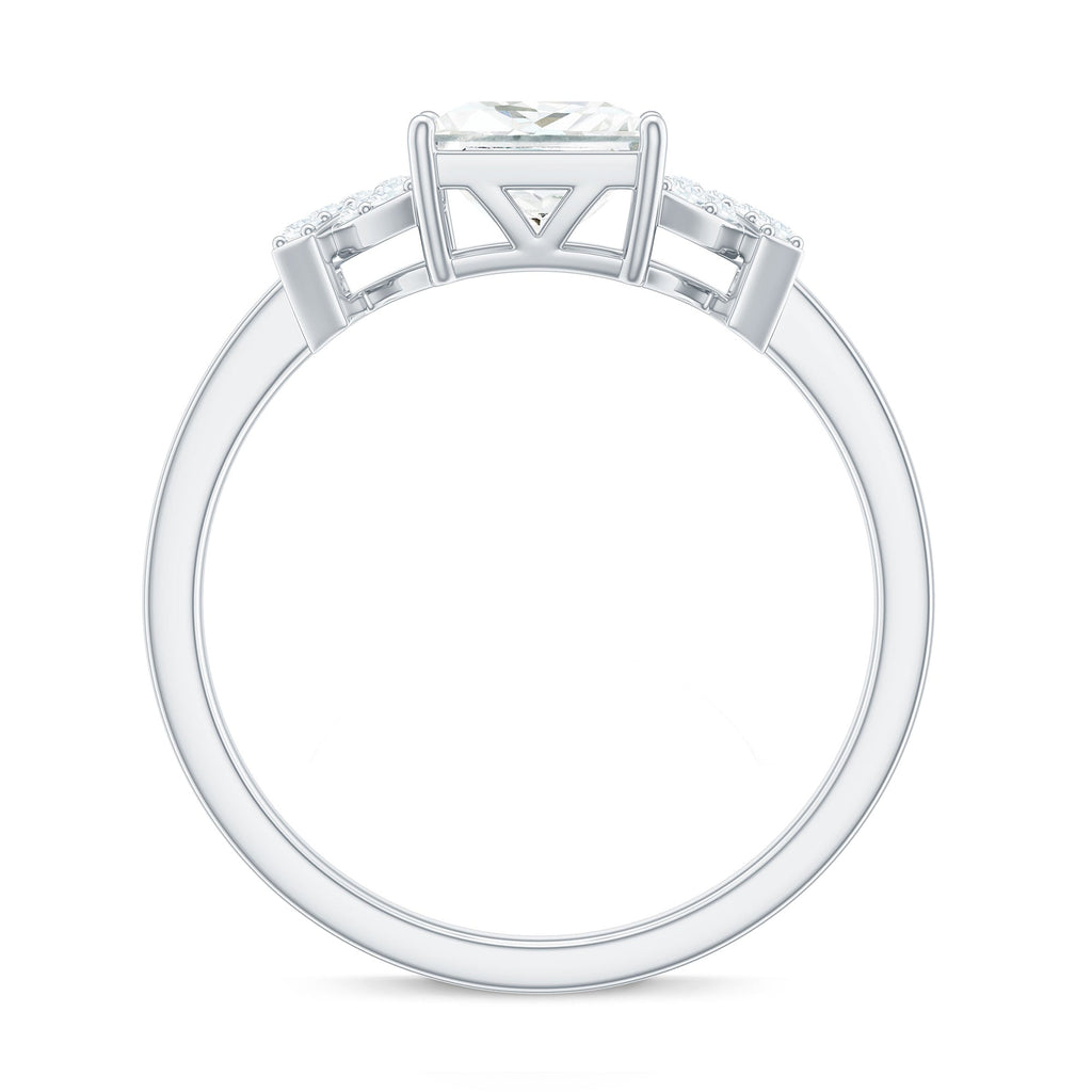 6X8 mm Princess Cut Moissanite Solitaire Engagement Ring