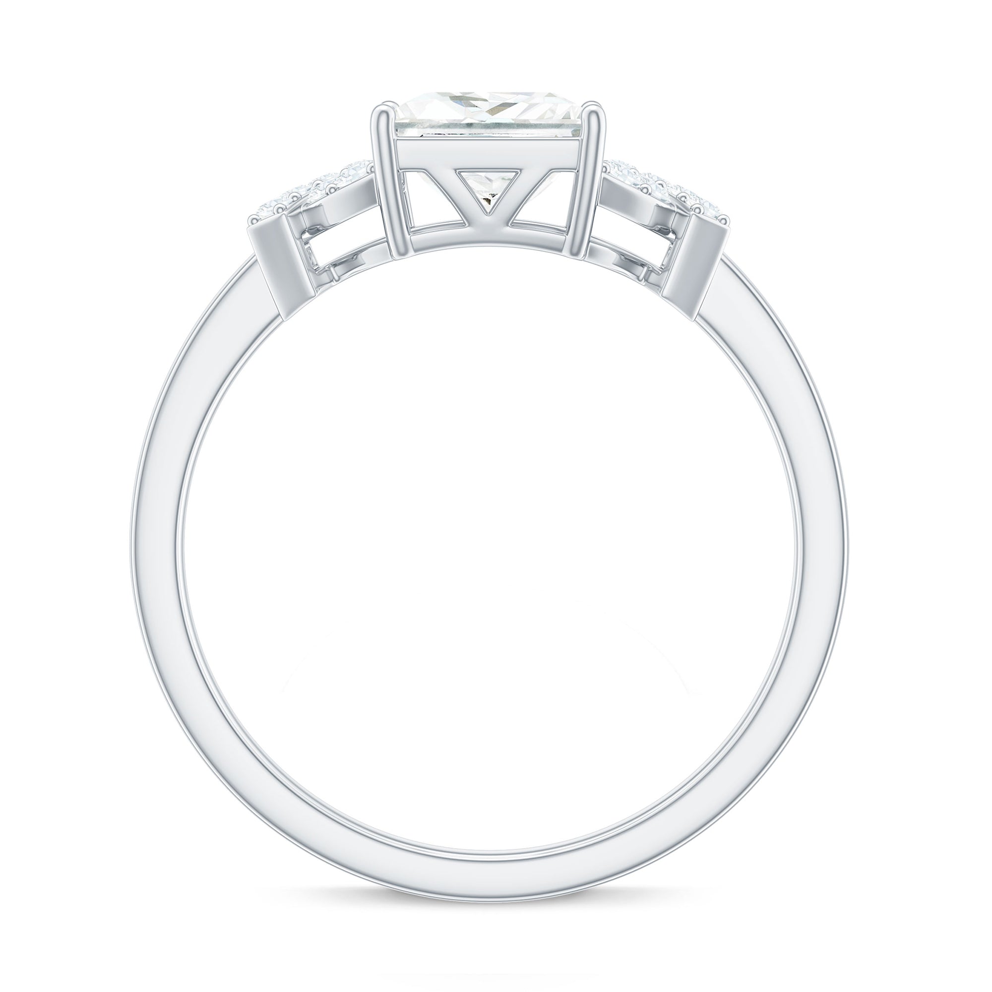 6X8 mm Princess Cut Moissanite Solitaire Engagement Ring