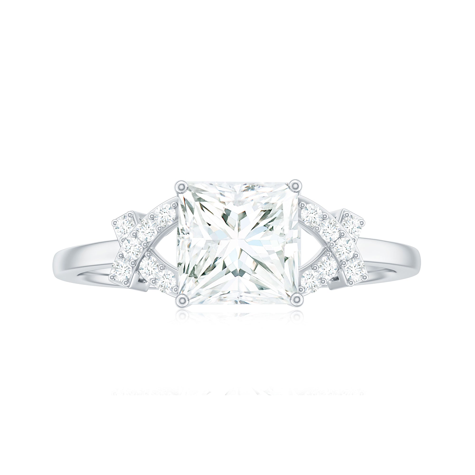 6X8 mm Princess Cut Moissanite Solitaire Engagement Ring
