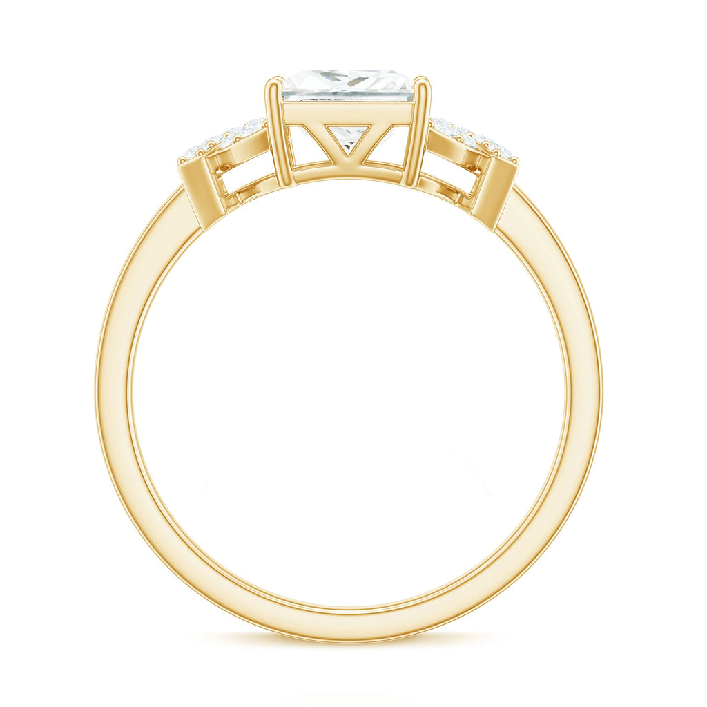 6X8 mm Princess Cut Moissanite Solitaire Engagement Ring