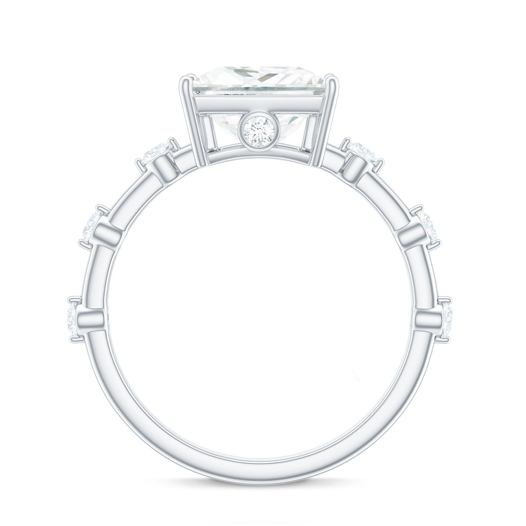 8X8 MM Princess Cut Certified Moissanite Solitaire Engagement Ring