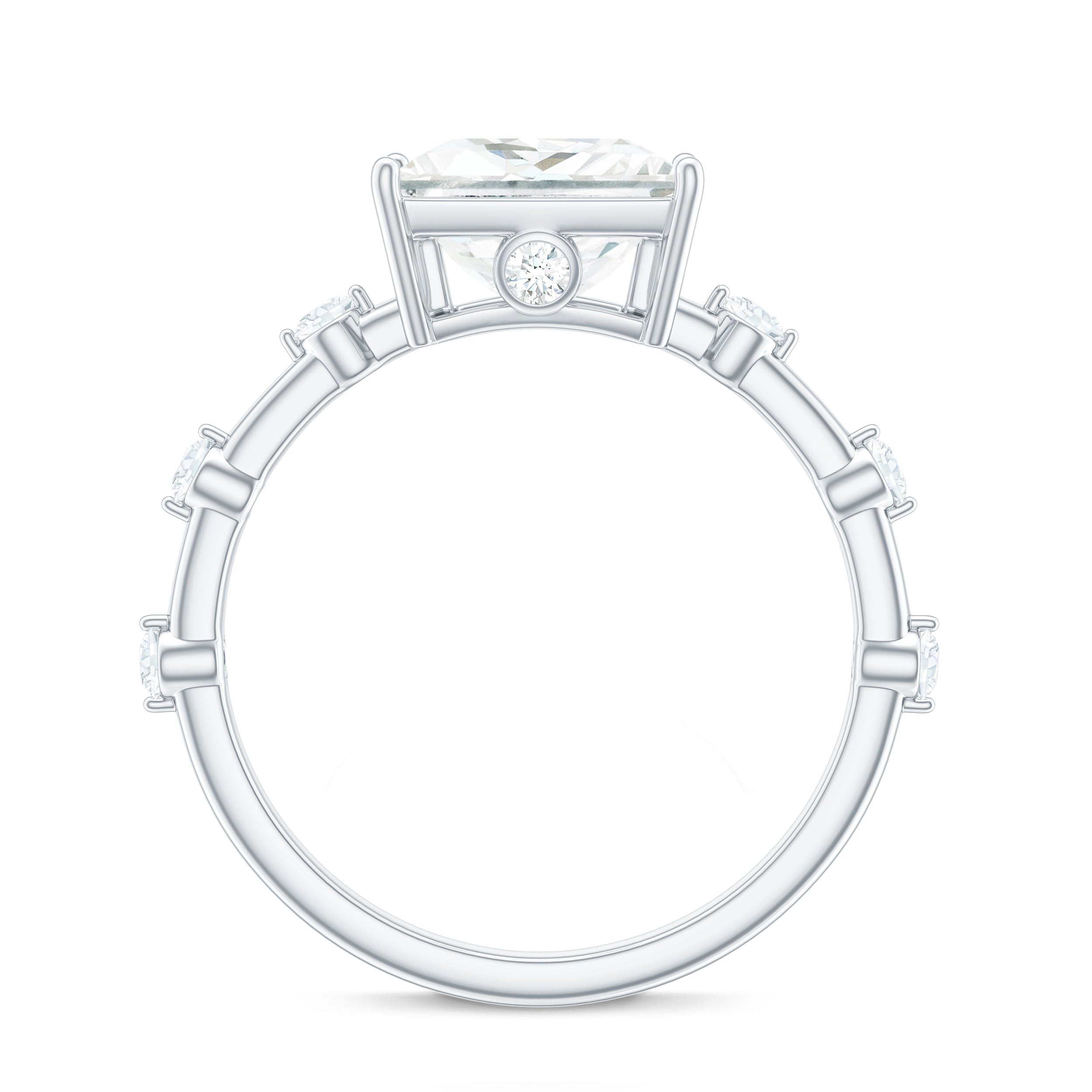 8X8 MM Princess Cut Certified Moissanite Solitaire Engagement Ring