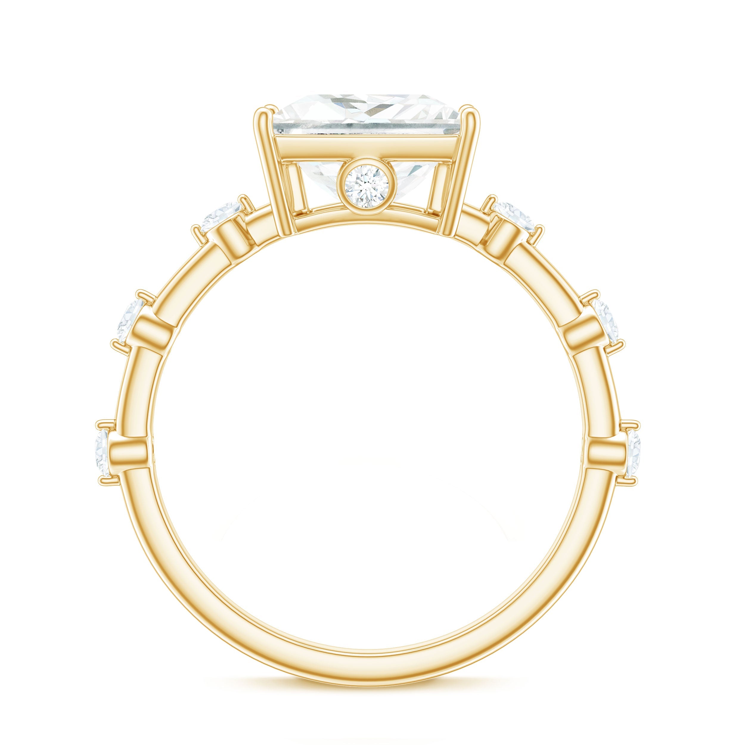 8X8 MM Princess Cut Certified Moissanite Solitaire Engagement Ring
