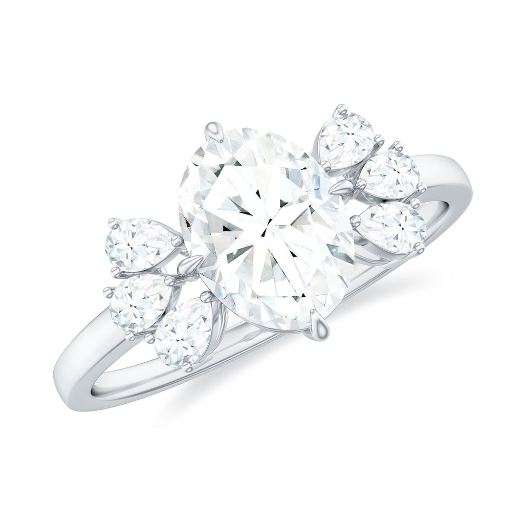 6X8mm Oval Cut Moissanite Designer Engagement Ring