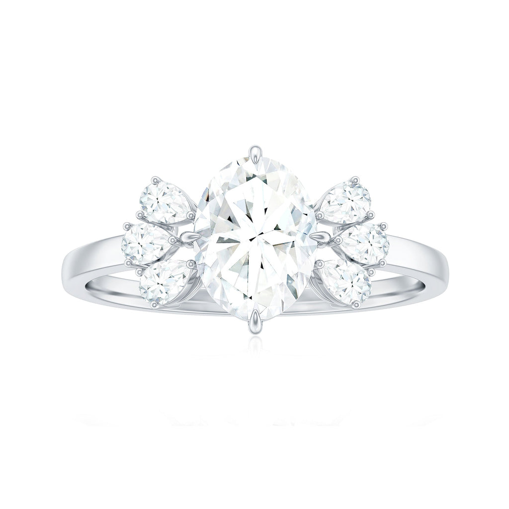 6X8mm Oval Cut Moissanite Designer Engagement Ring