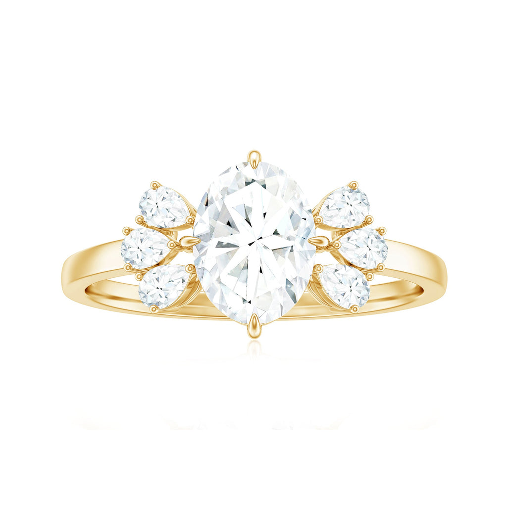 6X8mm Oval Cut Moissanite Designer Engagement Ring