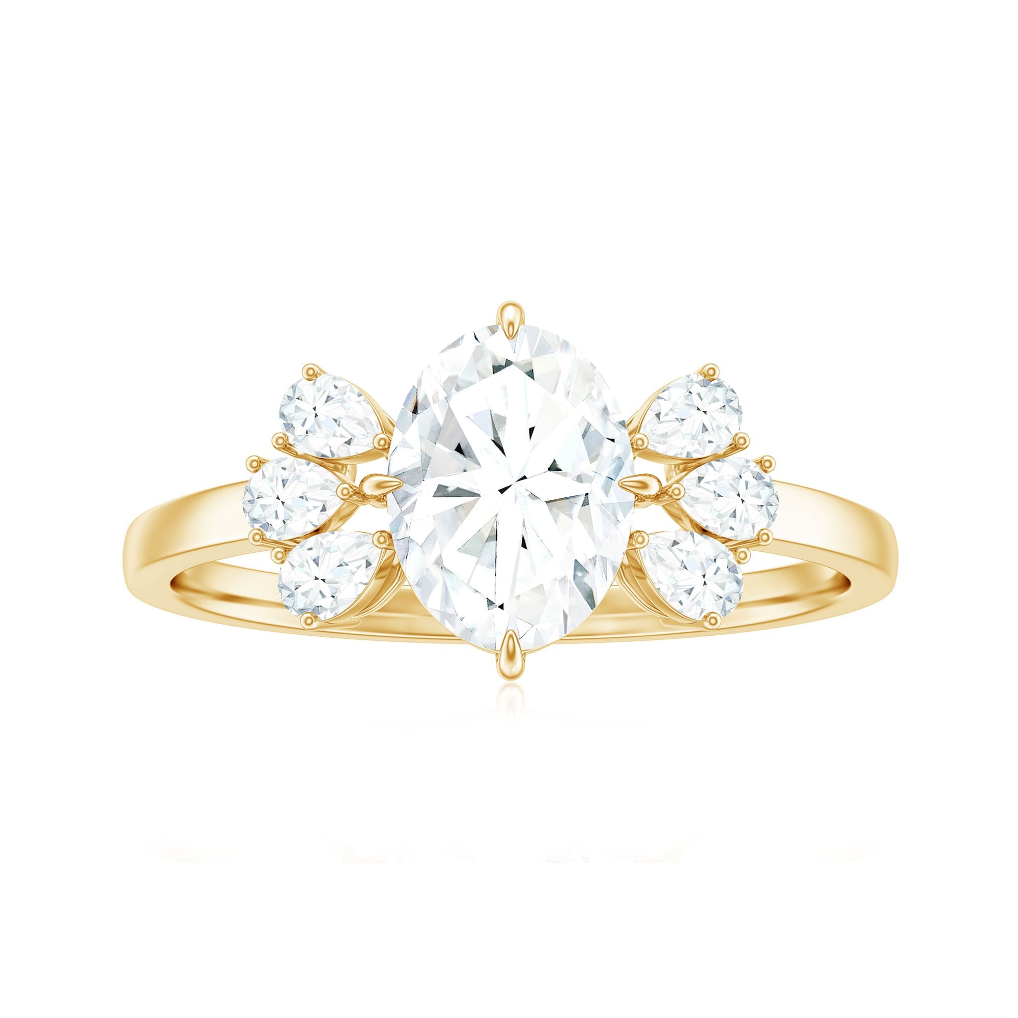 6X8mm Oval Cut Moissanite Designer Engagement Ring
