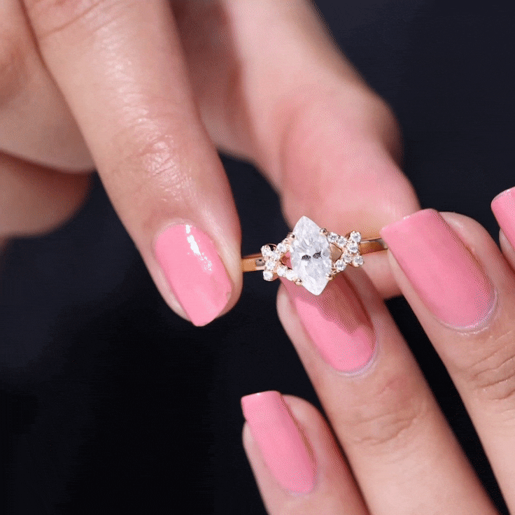 5X10 MM Moissanite Marquise Engagement Ring in Split Shank