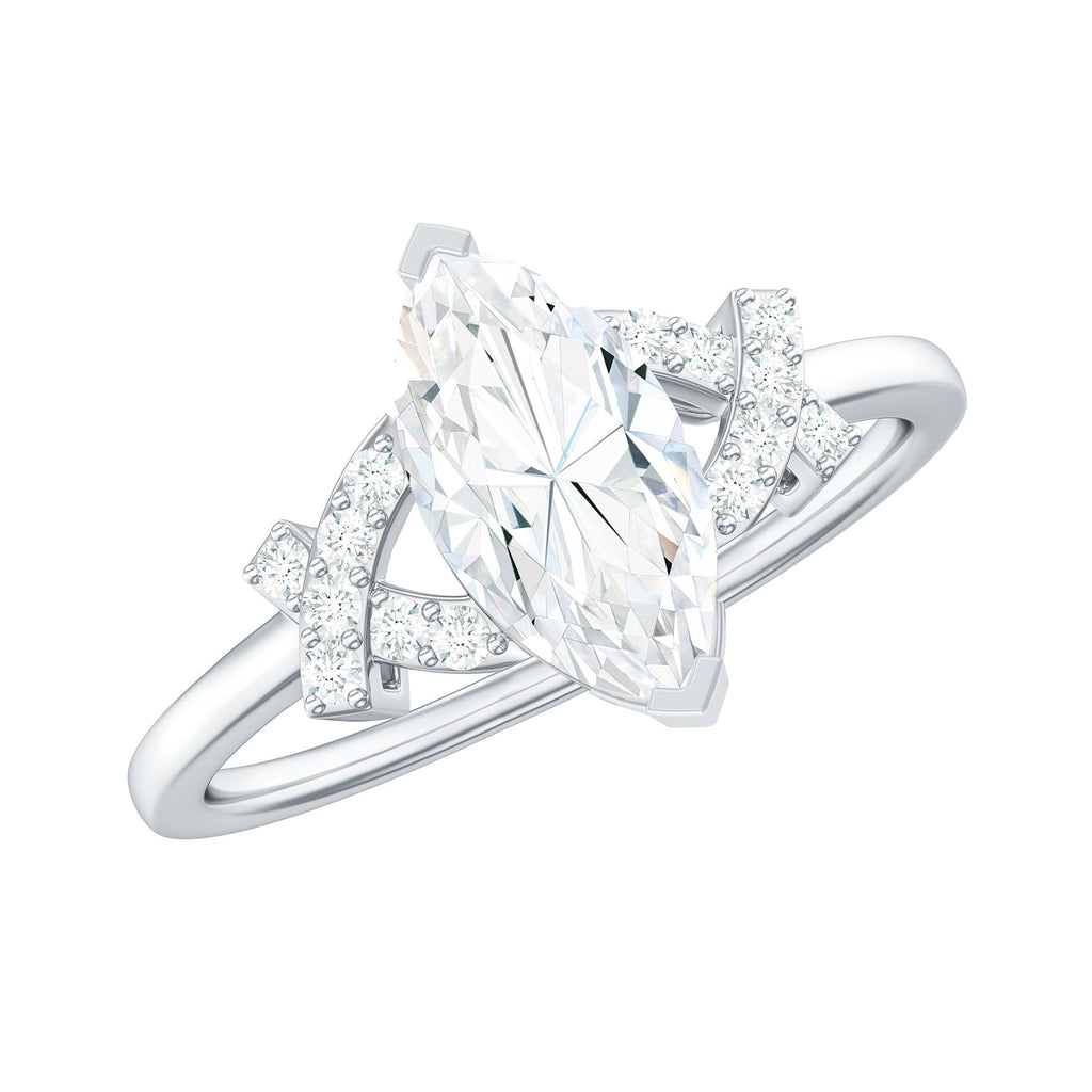 5X10 MM Moissanite Marquise Engagement Ring in Split Shank
