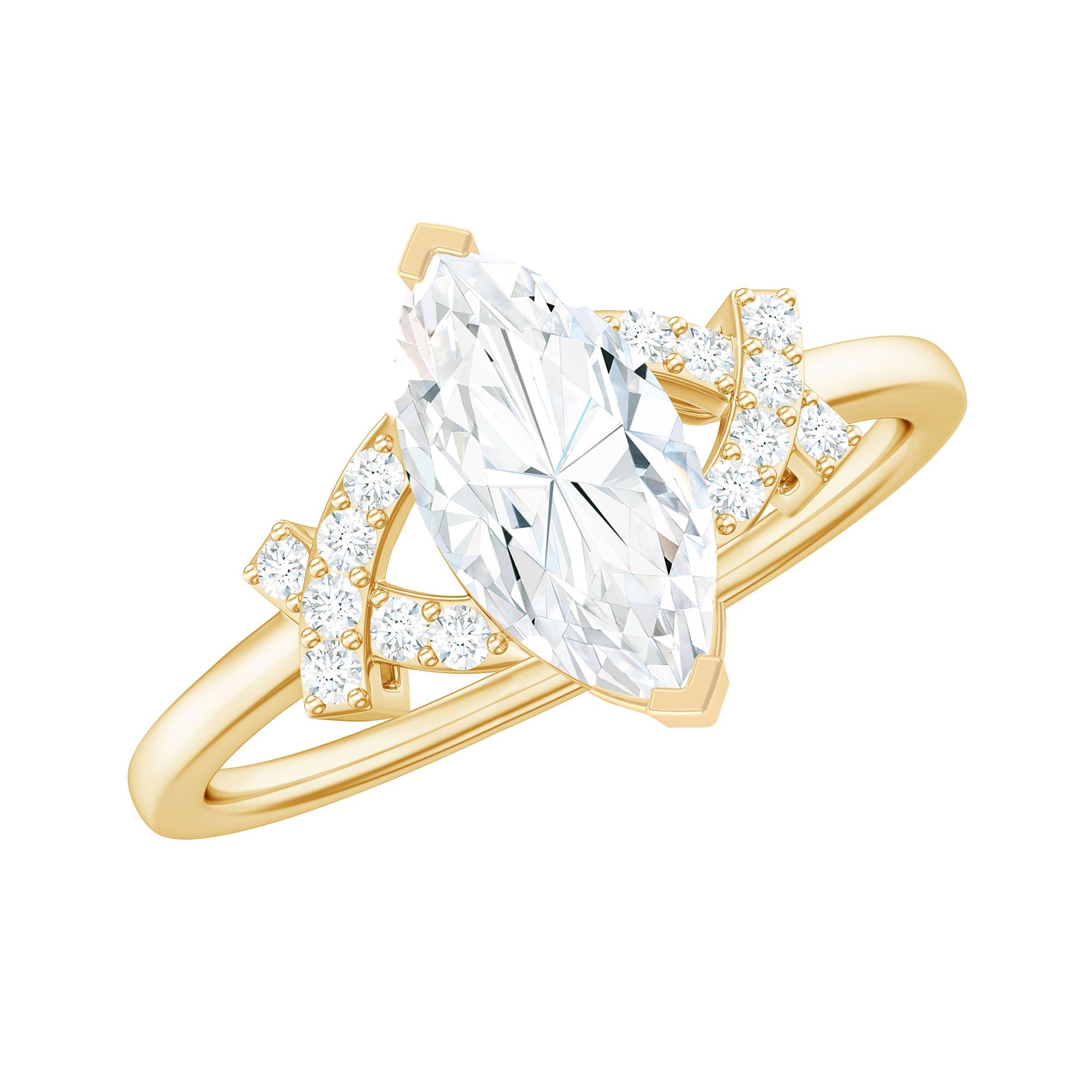 5X10 MM Moissanite Marquise Engagement Ring in Split Shank