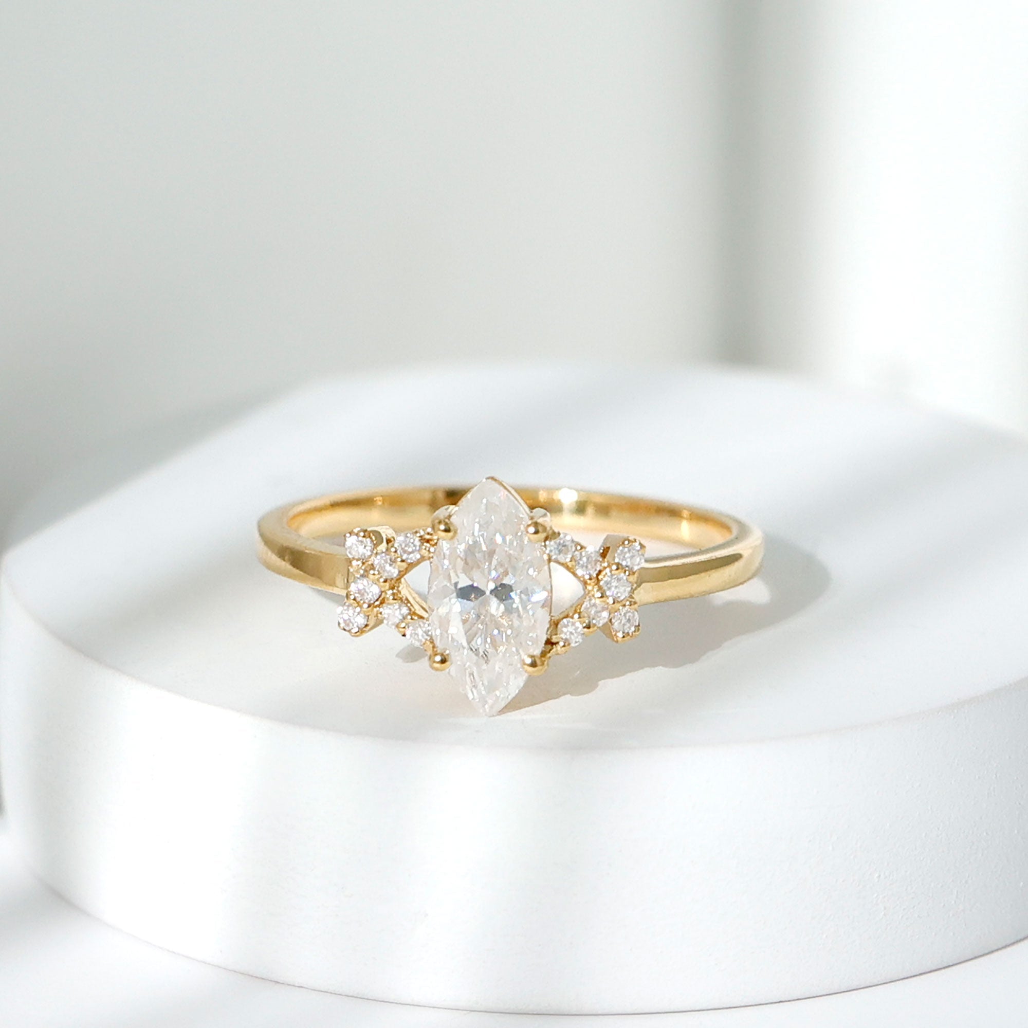 5X10 MM Moissanite Marquise Engagement Ring in Split Shank