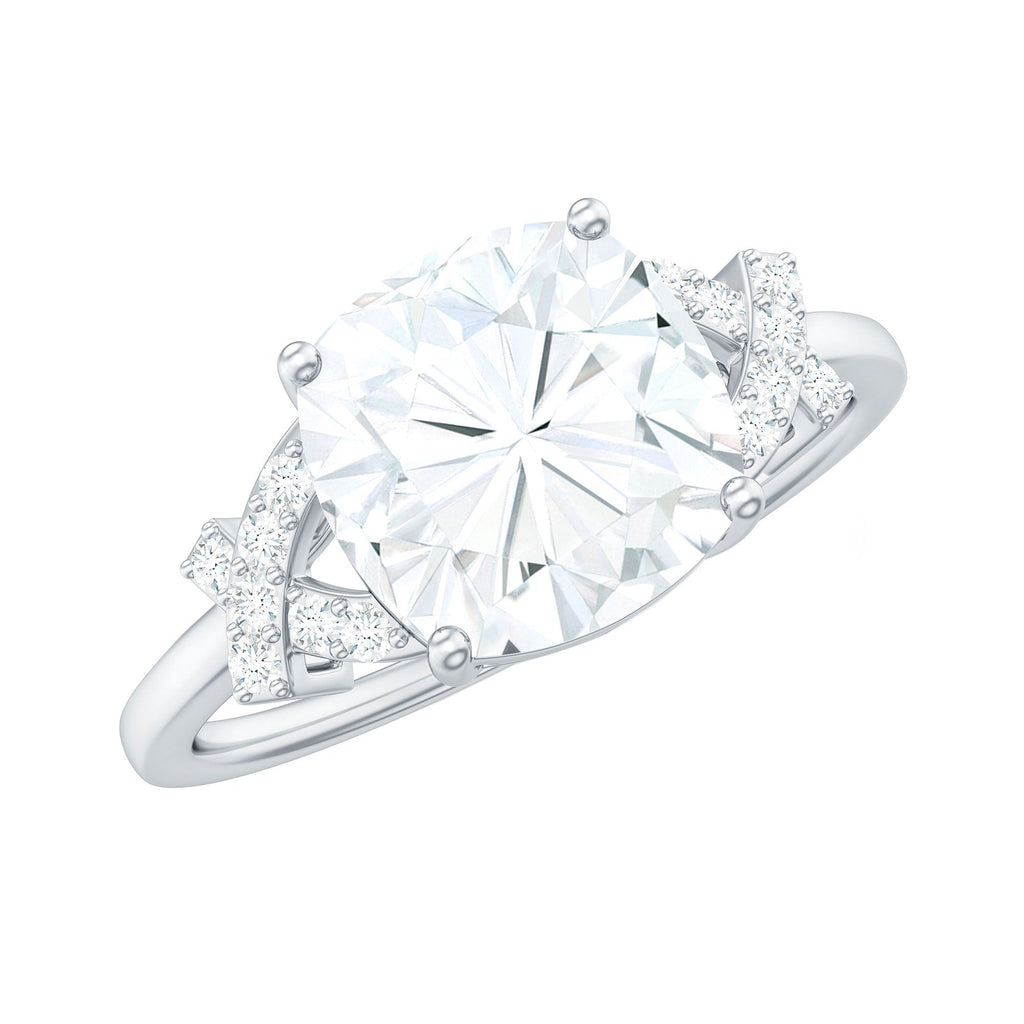 8X8mm Cushion Cut Moissanite Solitaire Engagement Ring for Women