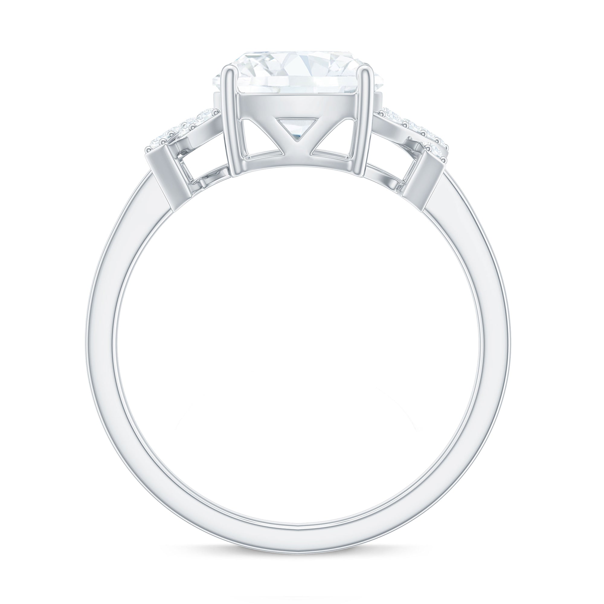 8X8mm Cushion Cut Moissanite Solitaire Engagement Ring for Women