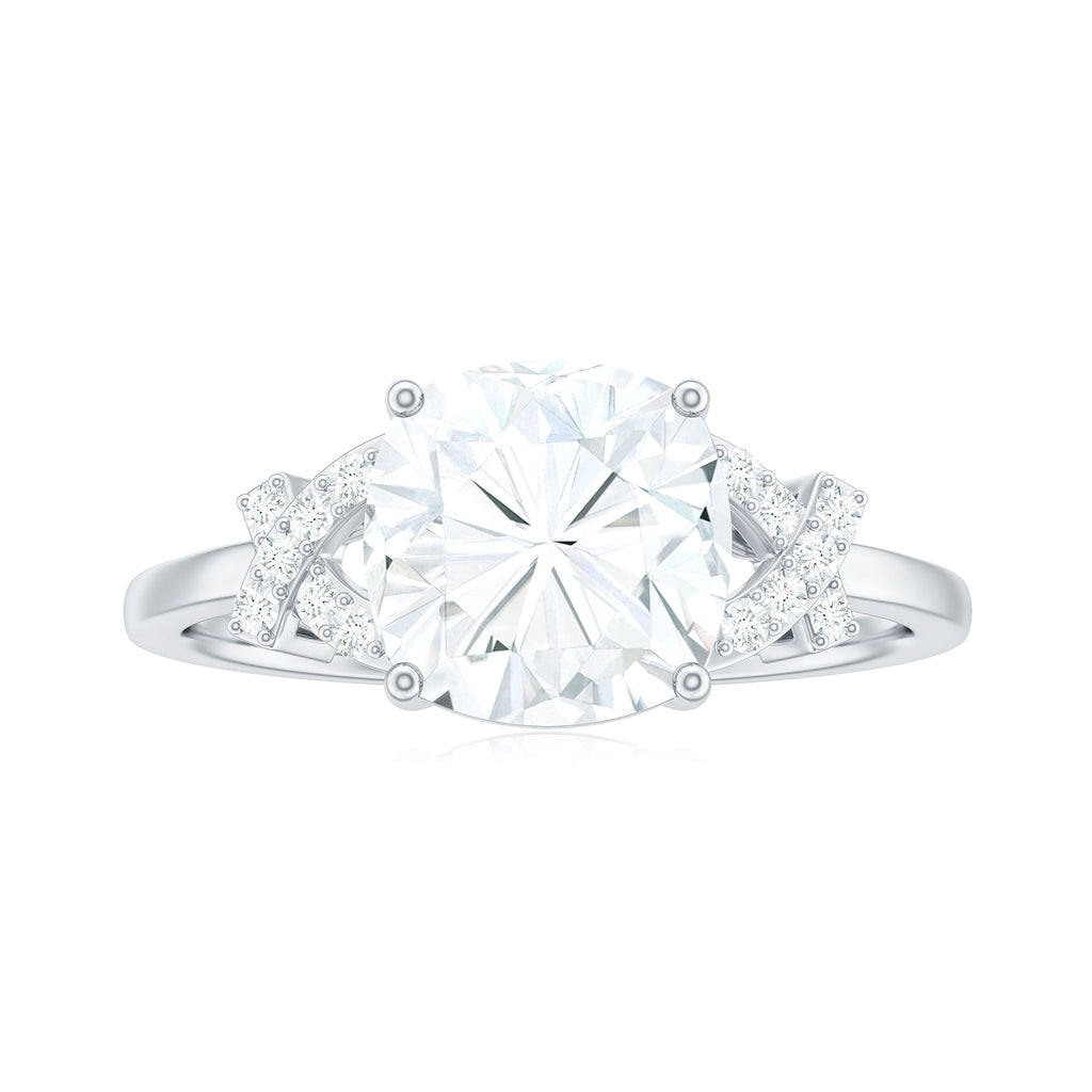 8X8mm Cushion Cut Moissanite Solitaire Engagement Ring for Women