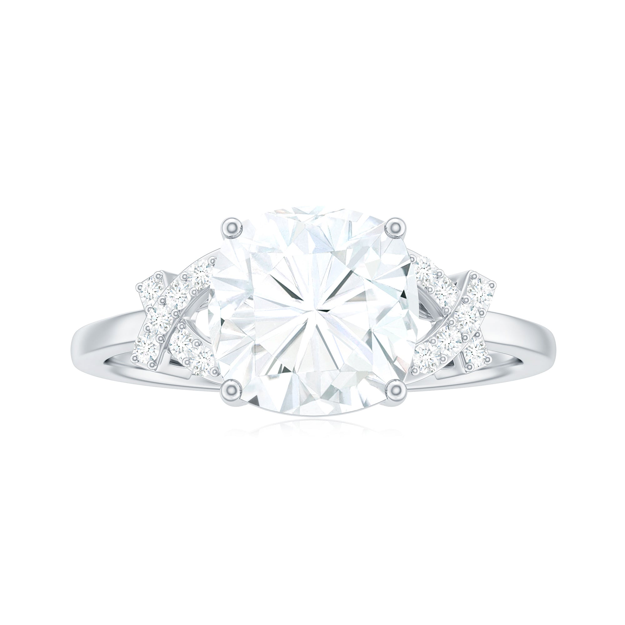 8X8mm Cushion Cut Moissanite Solitaire Engagement Ring for Women