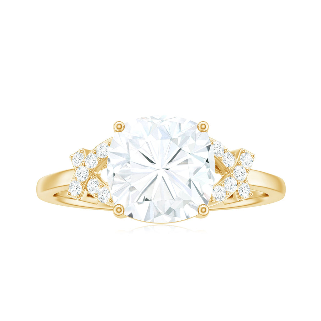 8X8mm Cushion Cut Moissanite Solitaire Engagement Ring for Women