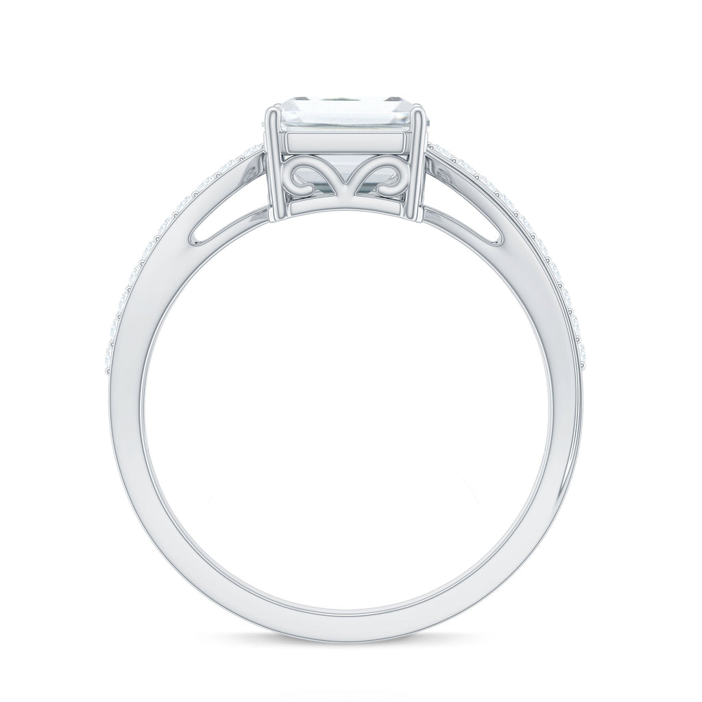 7x9mm Emerald Cut Moissanite Solitaire Classic Engagement Ring