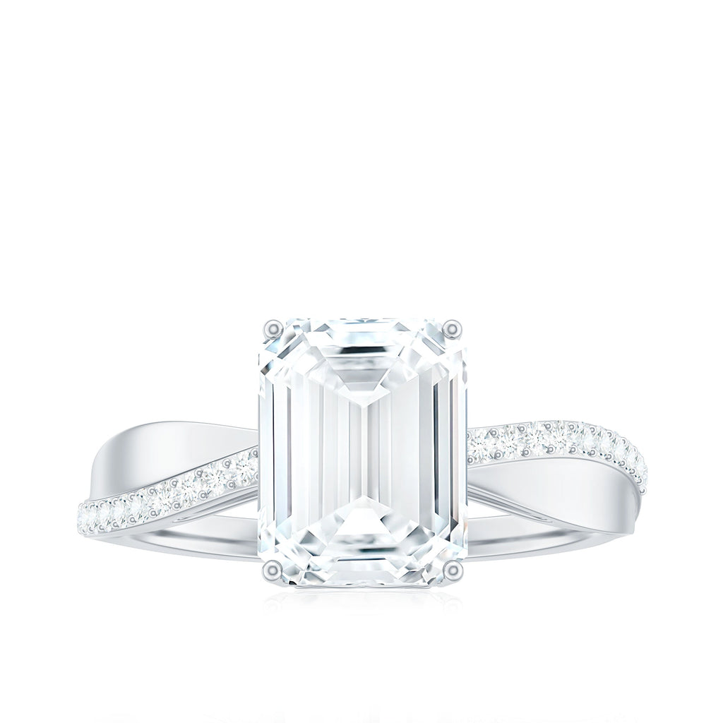 7x9mm Emerald Cut Moissanite Solitaire Classic Engagement Ring