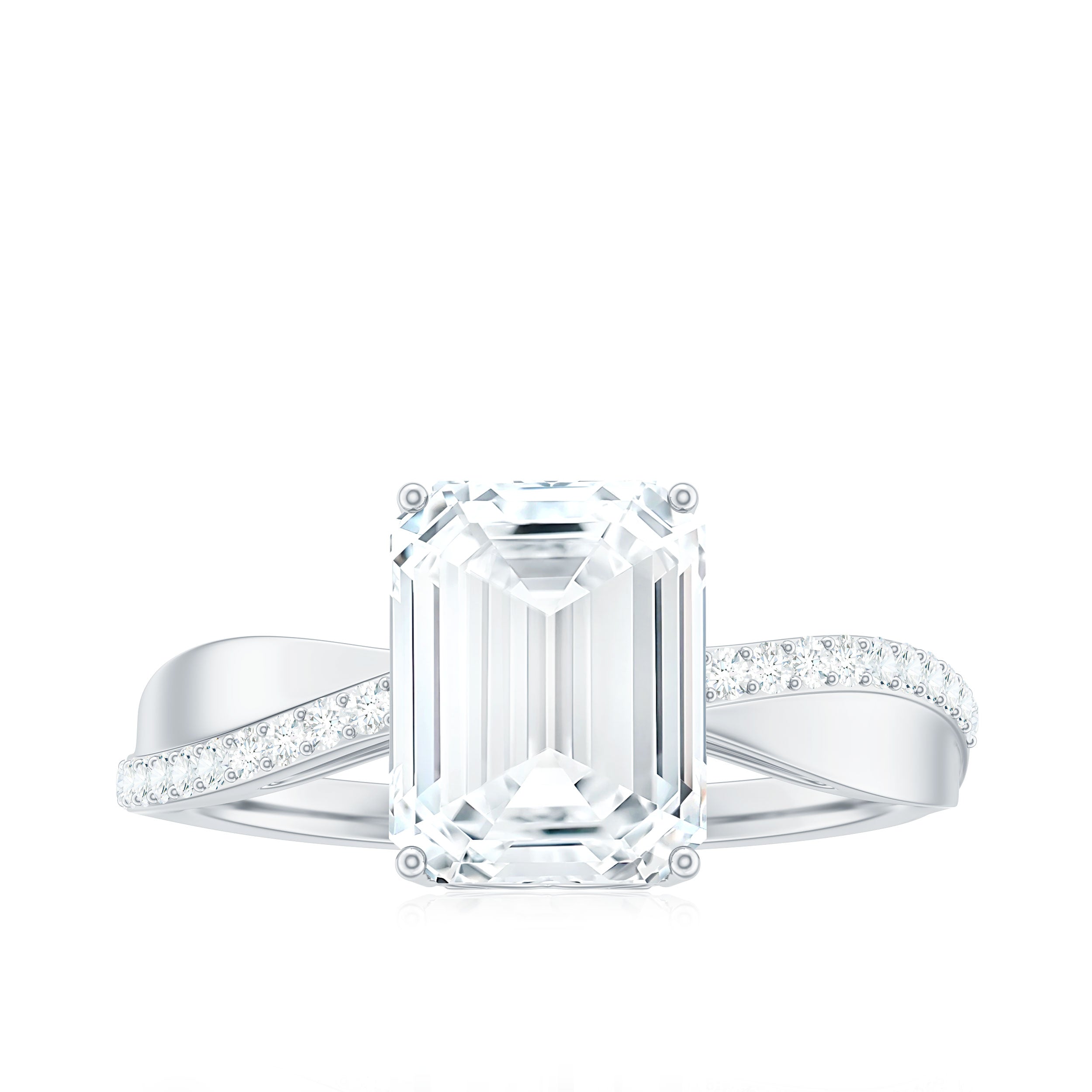 7x9mm Emerald Cut Moissanite Solitaire Classic Engagement Ring