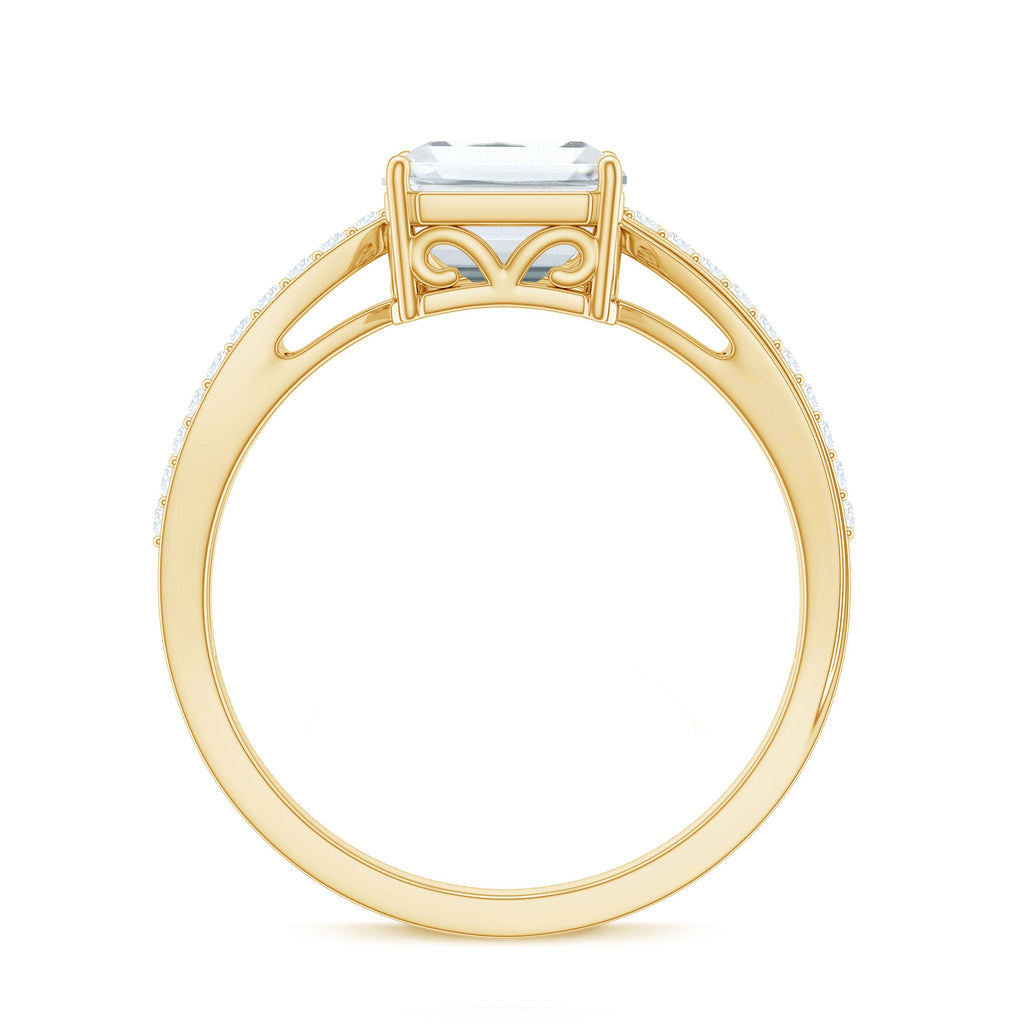 7x9mm Emerald Cut Moissanite Solitaire Classic Engagement Ring
