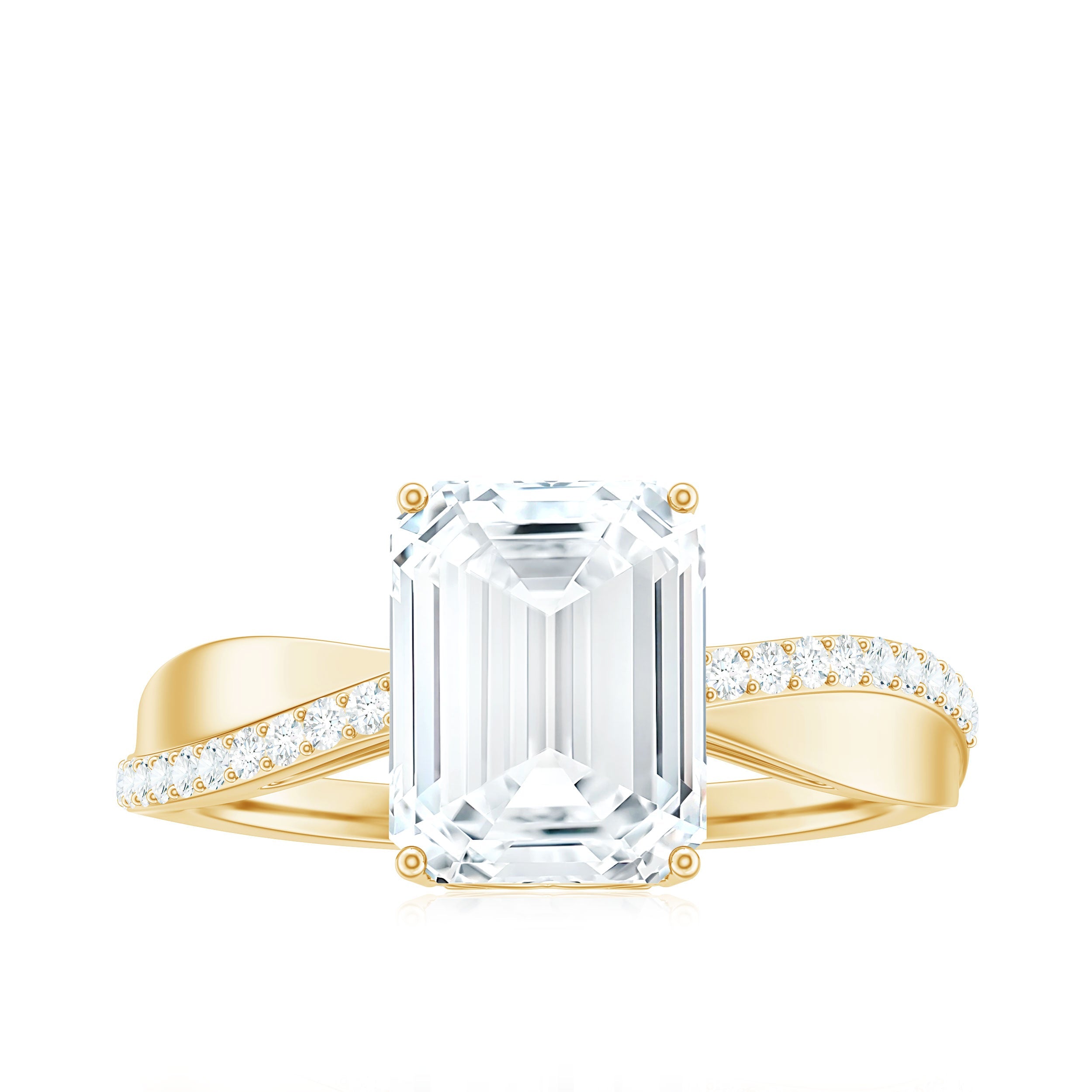 7x9mm Emerald Cut Moissanite Solitaire Classic Engagement Ring