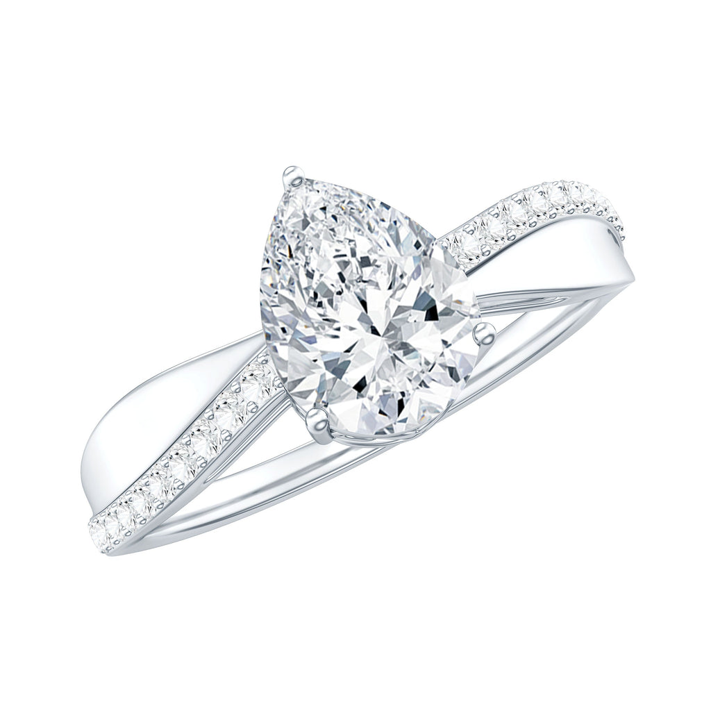 6X8 MM Pear Shape Moissanite Solitaire Engagement Ring