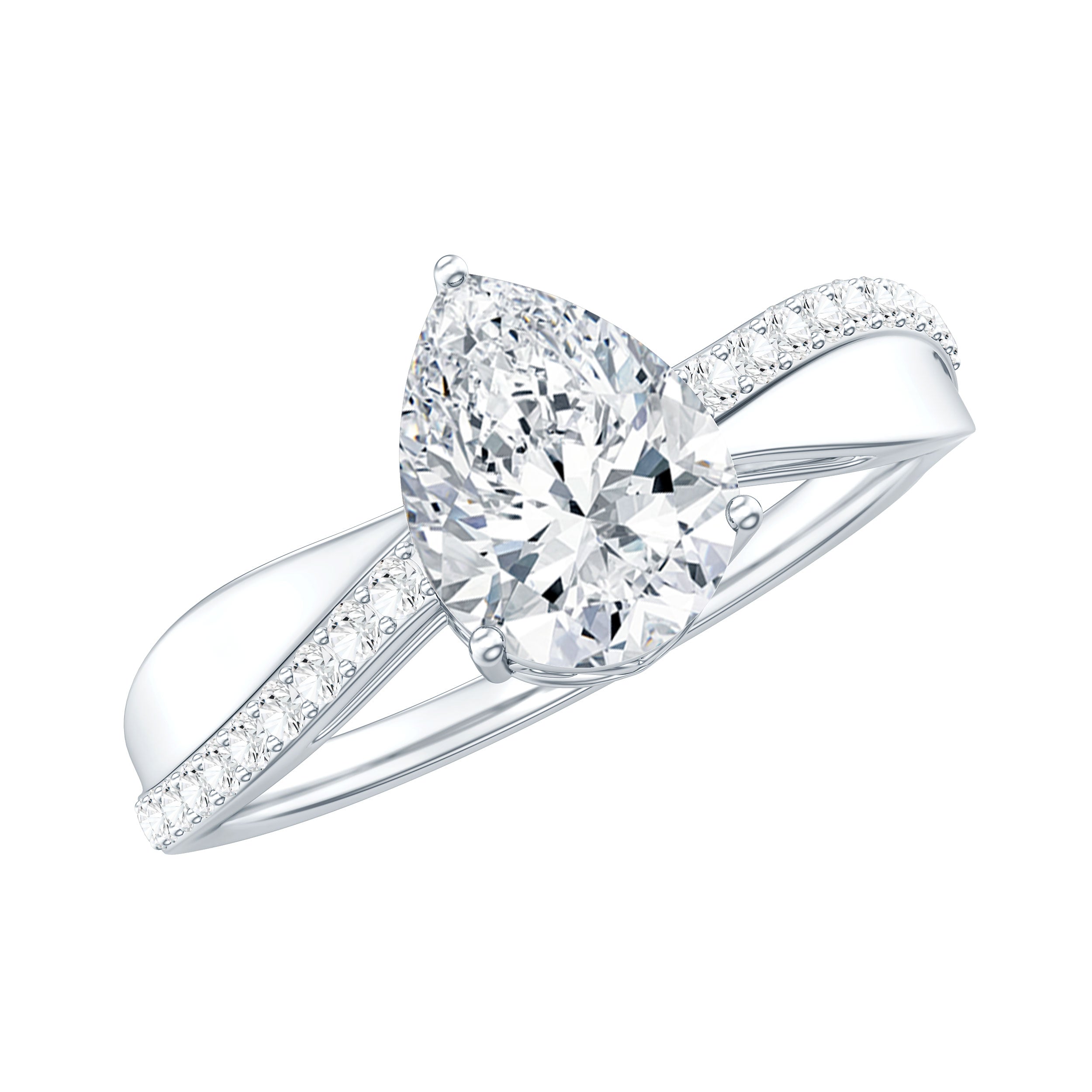 6X8 MM Pear Shape Moissanite Solitaire Engagement Ring