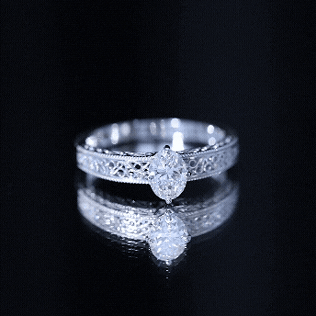 6X8mm Moissanite Oblong Engagement Ring with Filigree Shank