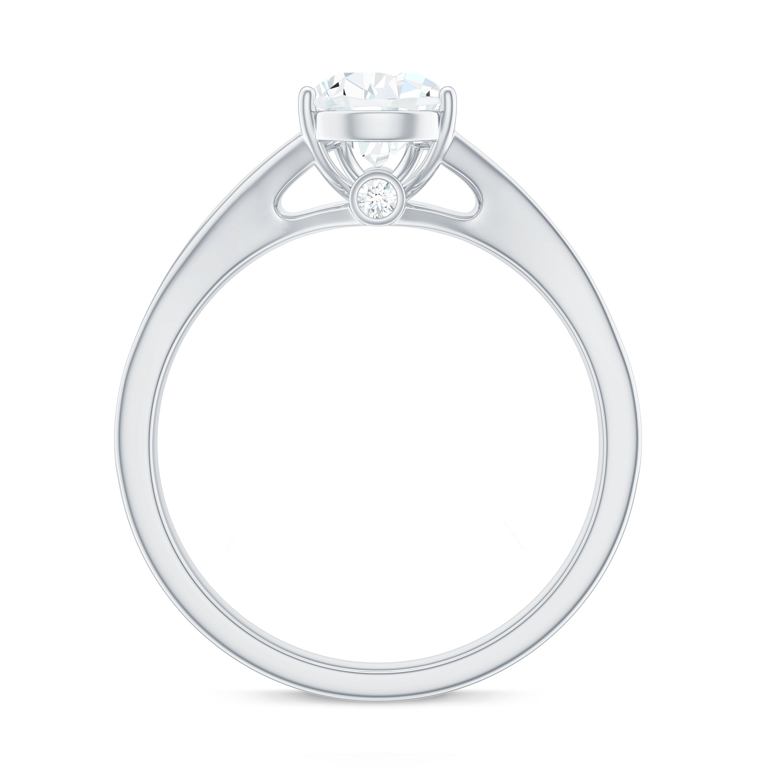 6X8mm Pear Cut Moissanite Solitaire Engagement Ring with Split Shank