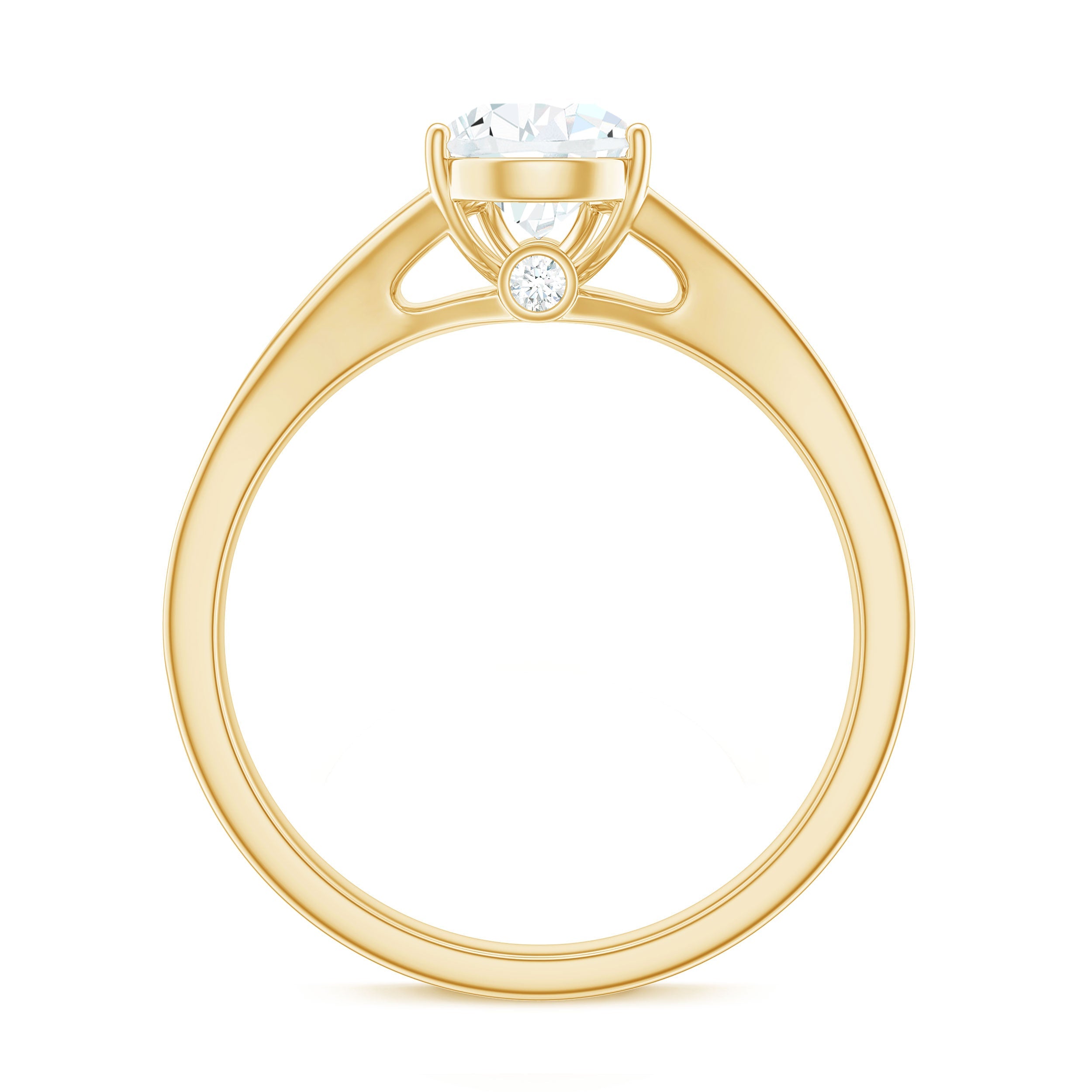 6X8mm Pear Cut Moissanite Solitaire Engagement Ring with Split Shank