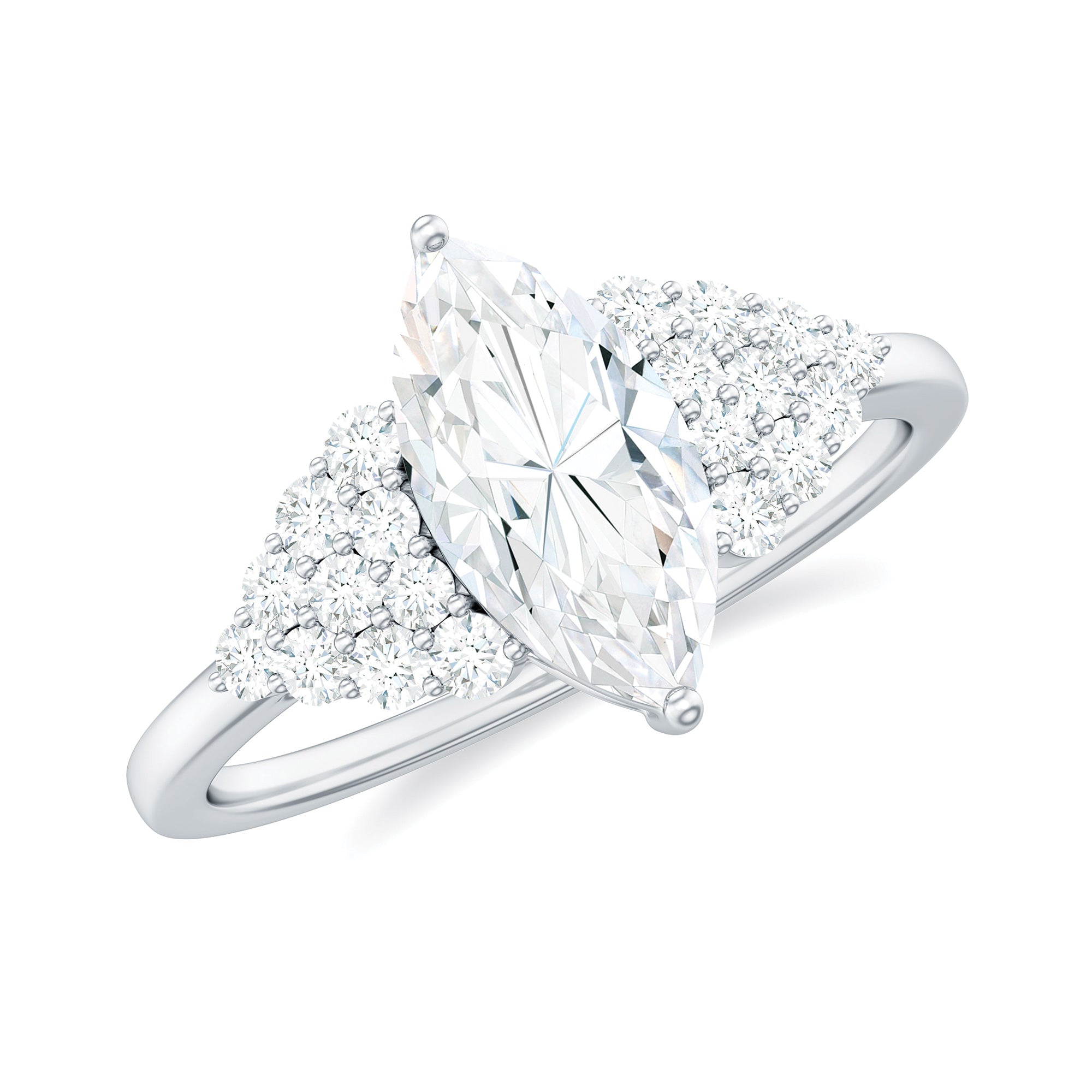 5X10mm Marquise Cut Moissanite Classic Engagement Ring