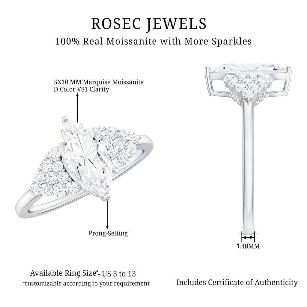 5X10mm Marquise Cut Moissanite Classic Engagement Ring