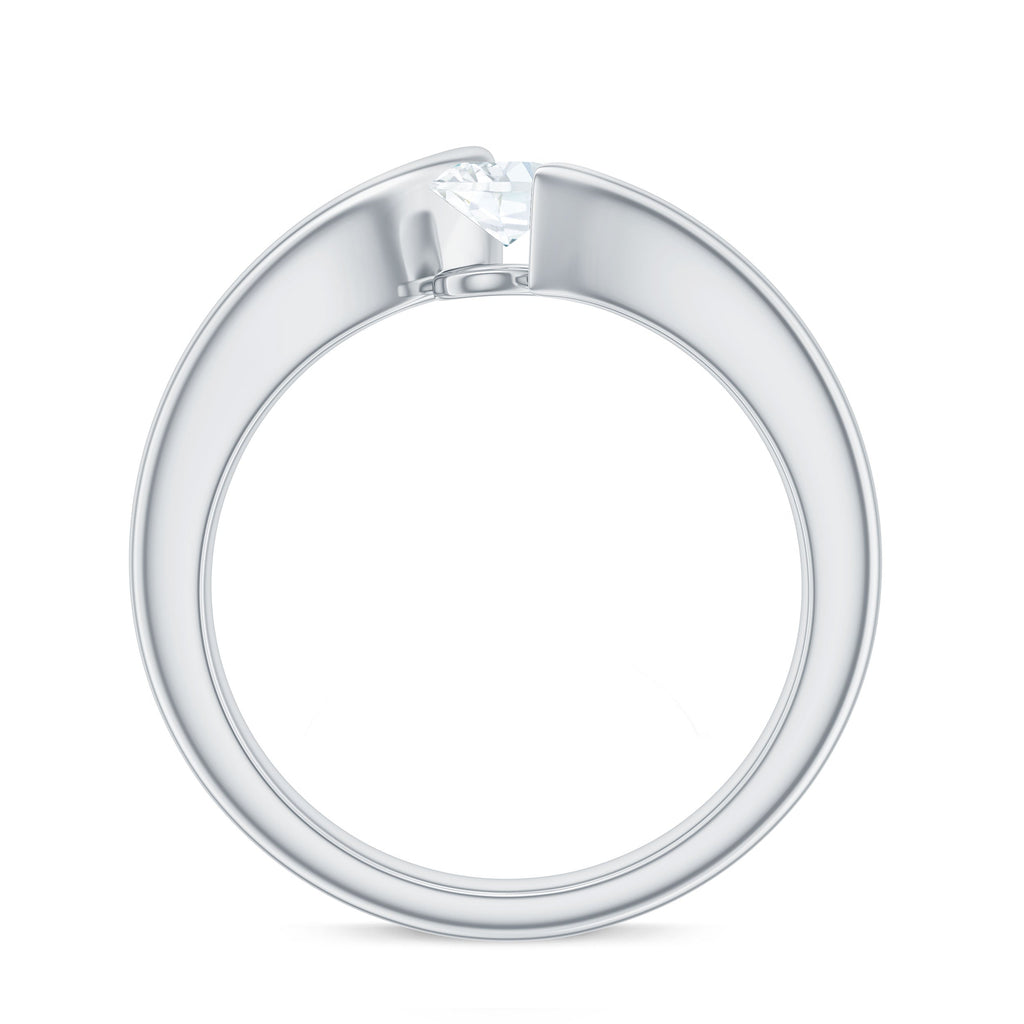 4x6mm Oval Cut Moissanite Solitaire Bypass Ring