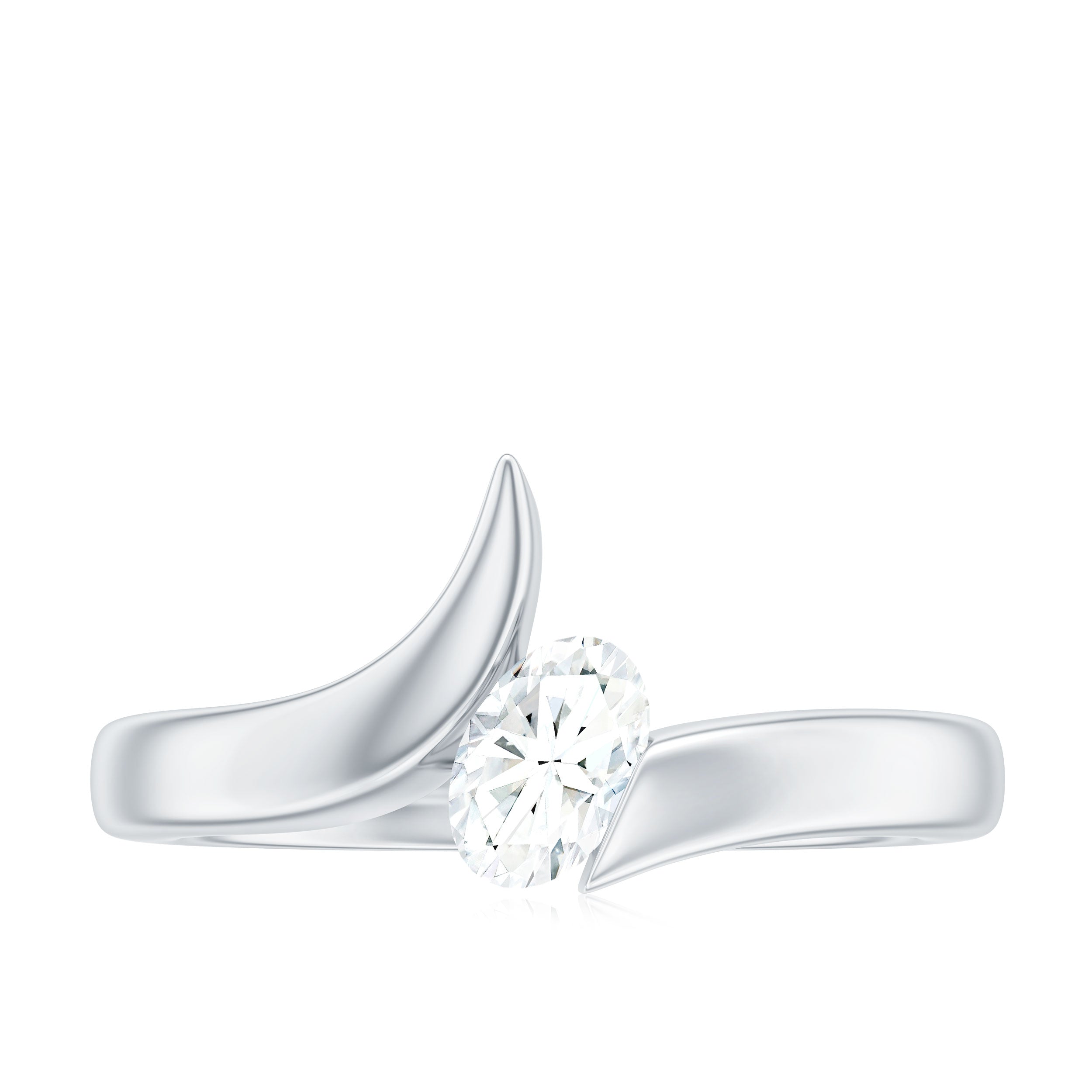 4x6mm Oval Cut Moissanite Solitaire Bypass Ring