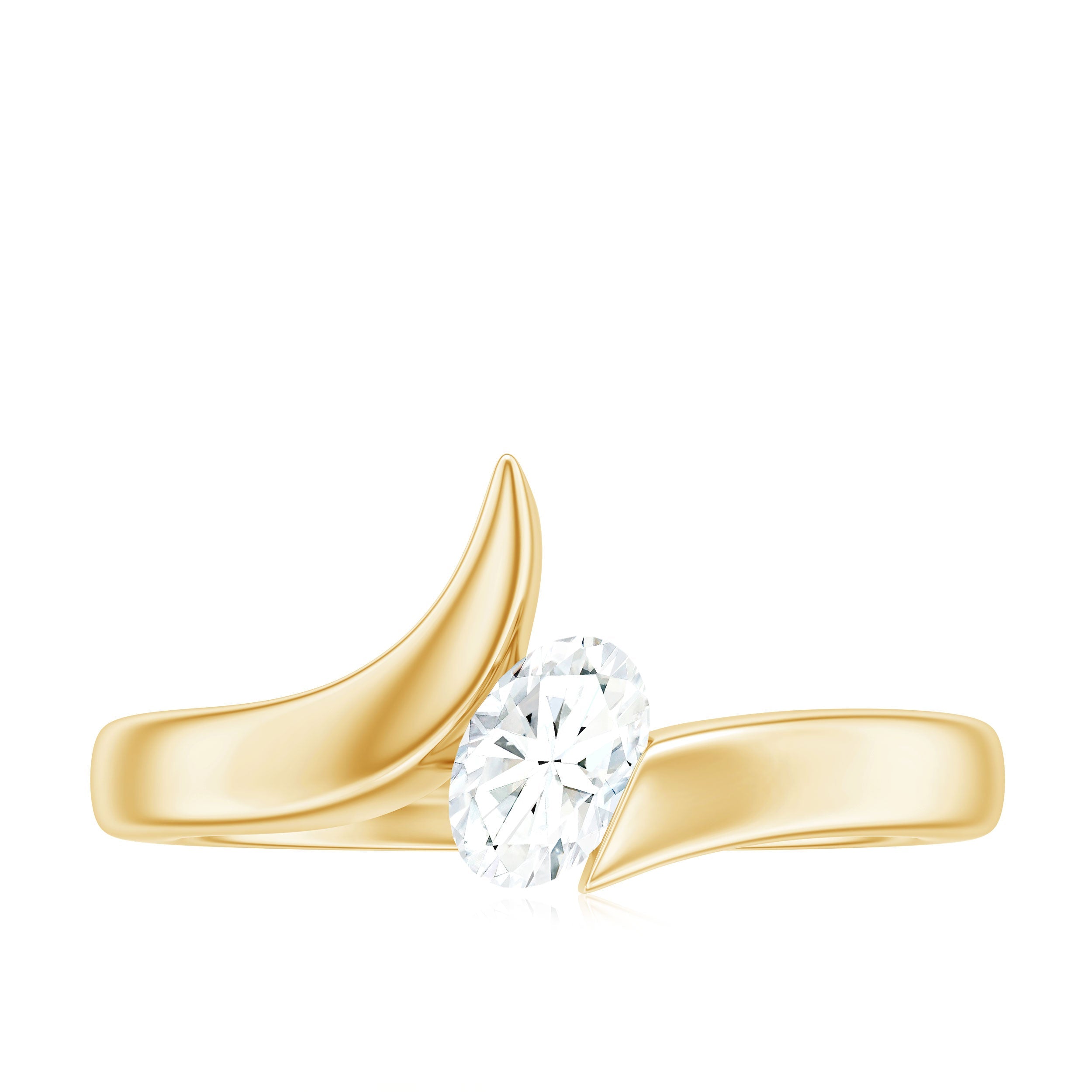 4x6mm Oval Cut Moissanite Solitaire Bypass Ring