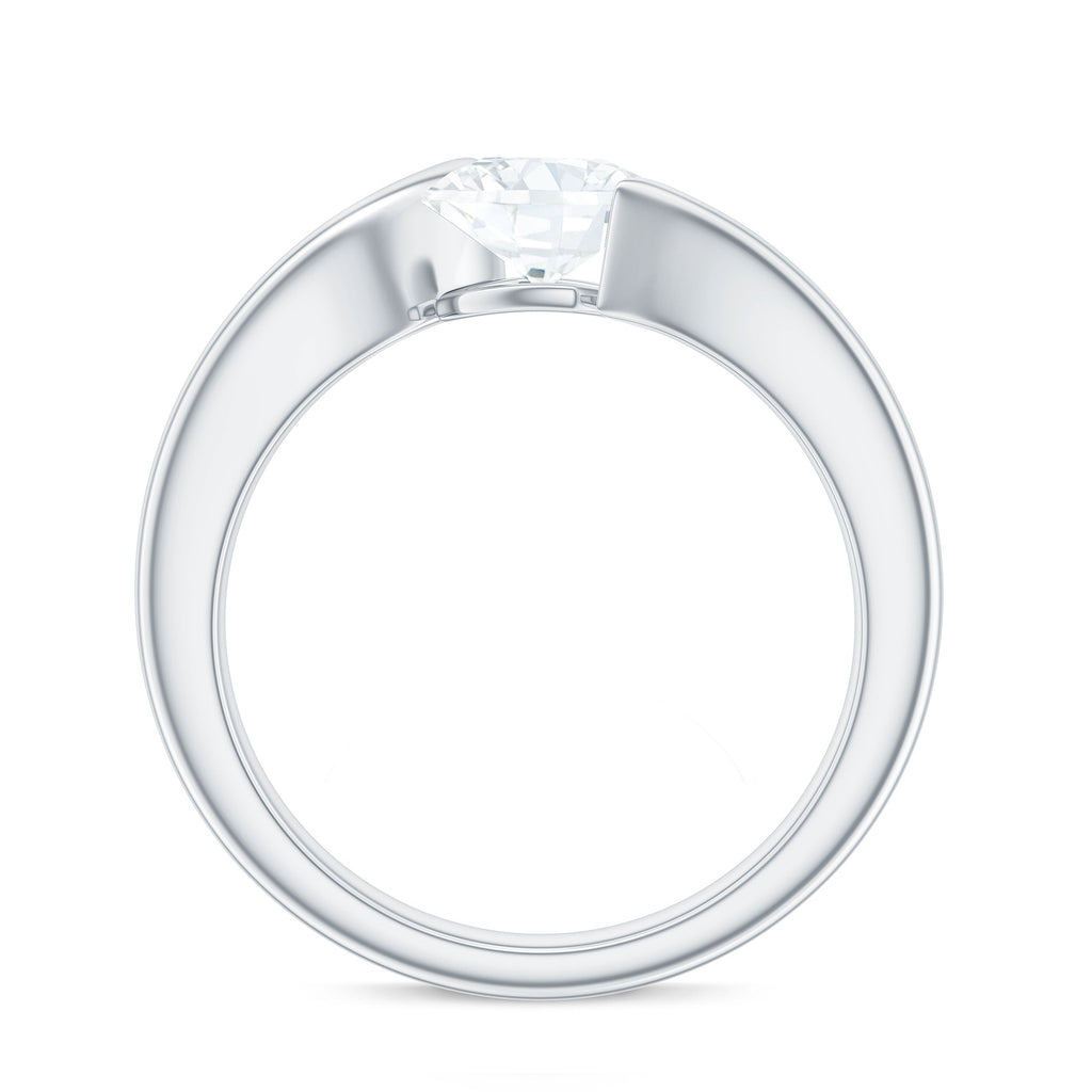 6X6 MM Cushion Cut Moissanite Solitaire Engagement Ring with Bypass Shank