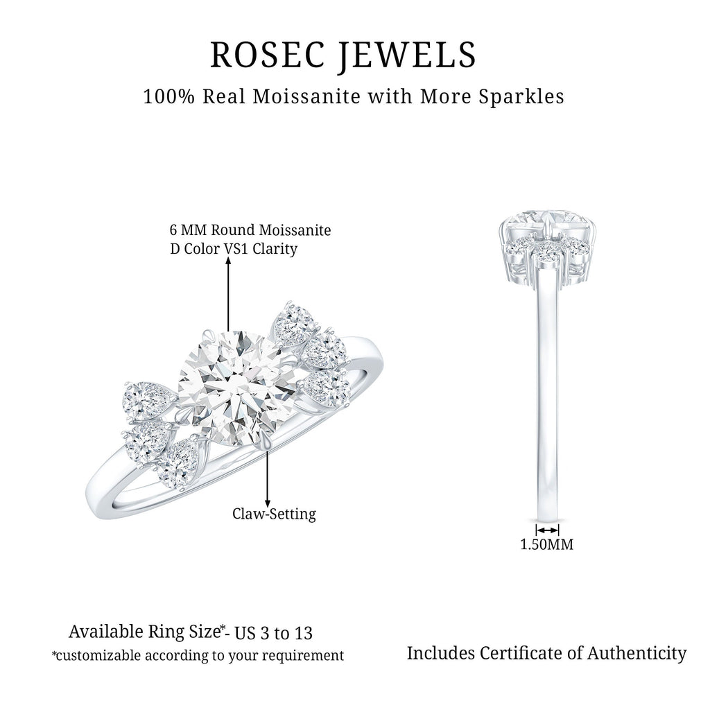 6mm Round Moissanite Minimal Solitaire Engagement Ring