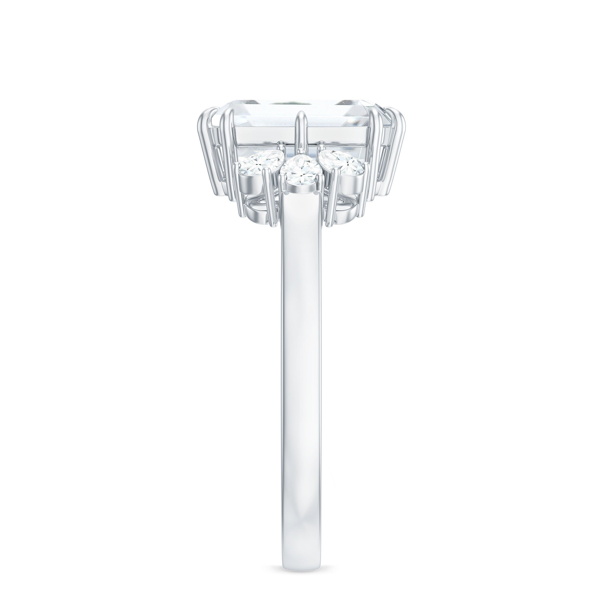 7x9mm Emerald Cut Moissanite Solitaire Engagement Ring For Women
